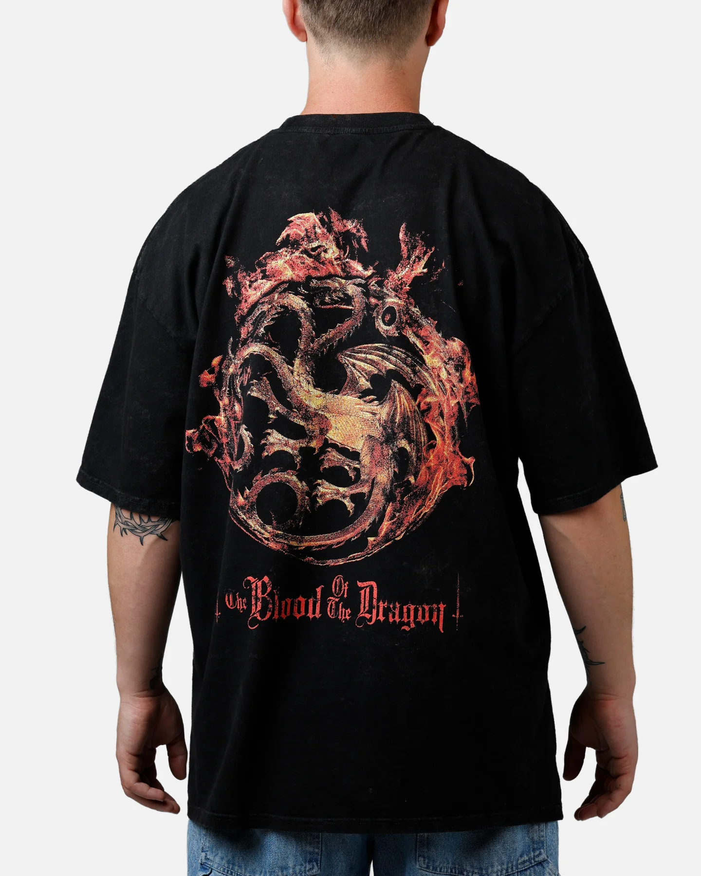 73Studio X House Of The Dragon Caraxes T-Shirt Black Acidwash - Image 2