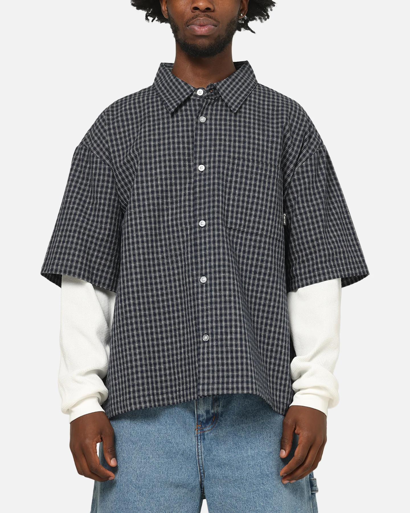 Carre Archive Layered Shirt Navy Plaid