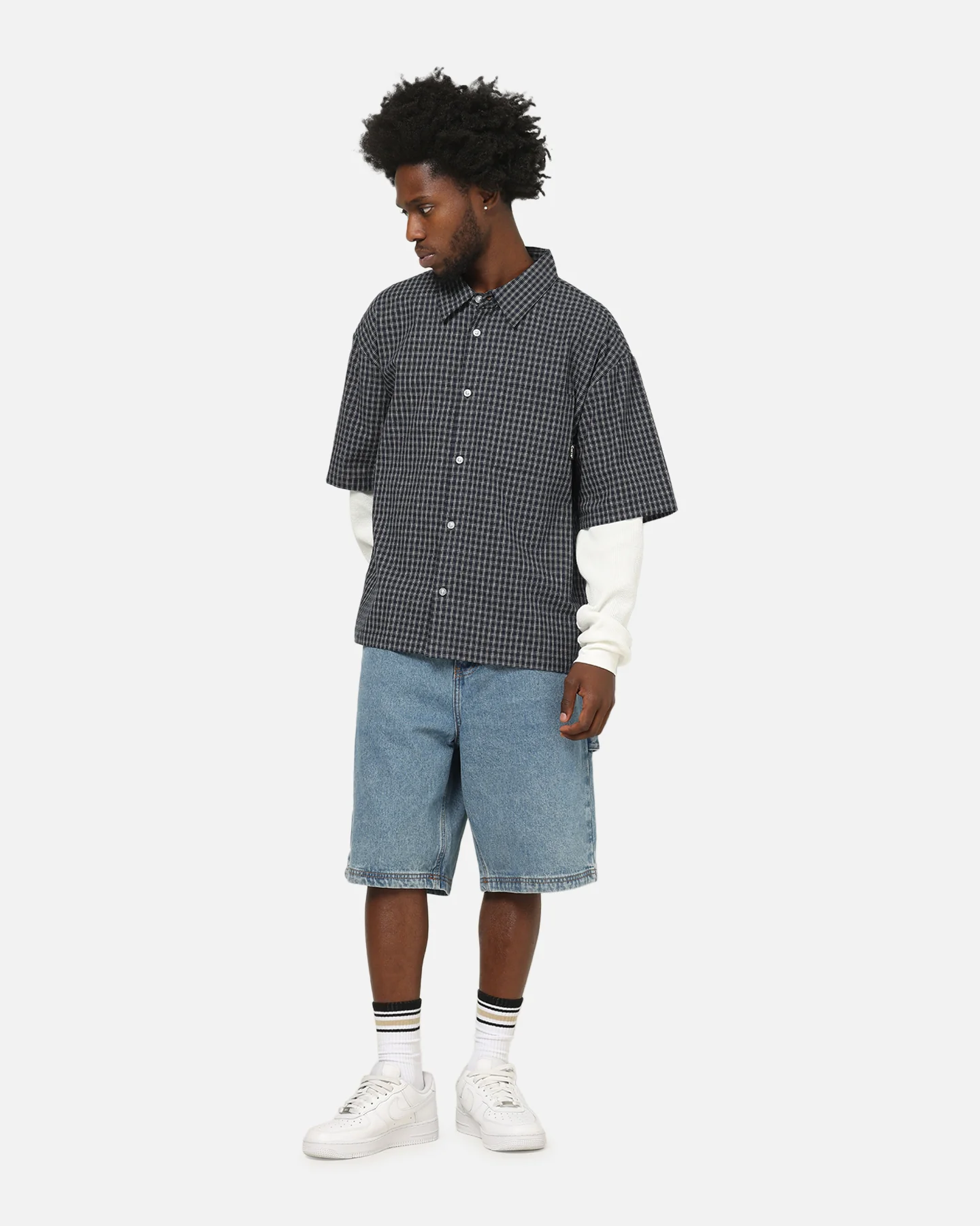 Carre Archive Layered Shirt Navy Plaid - Image 2
