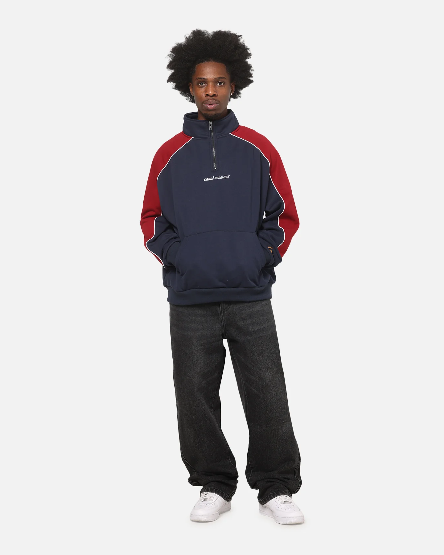 Carre Assembly League 1/4 Zip Crewneck Navy/Red - Image 2
