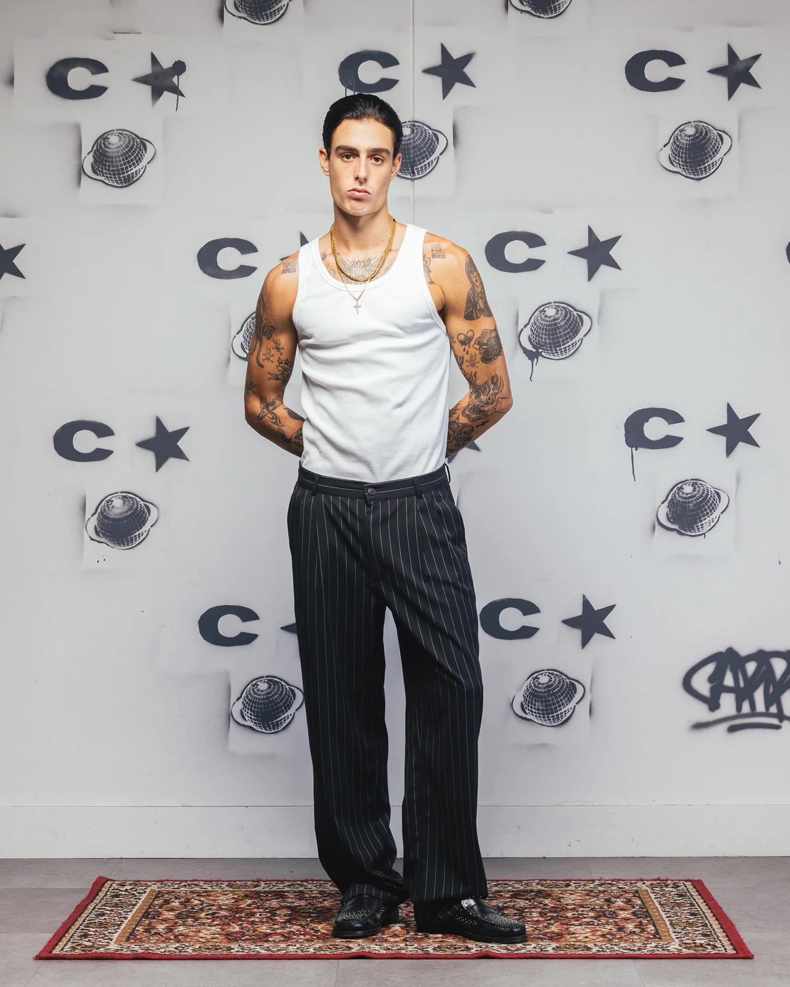 Carre Atlas Wide Leg Pants Black Pinstripe - Image 2