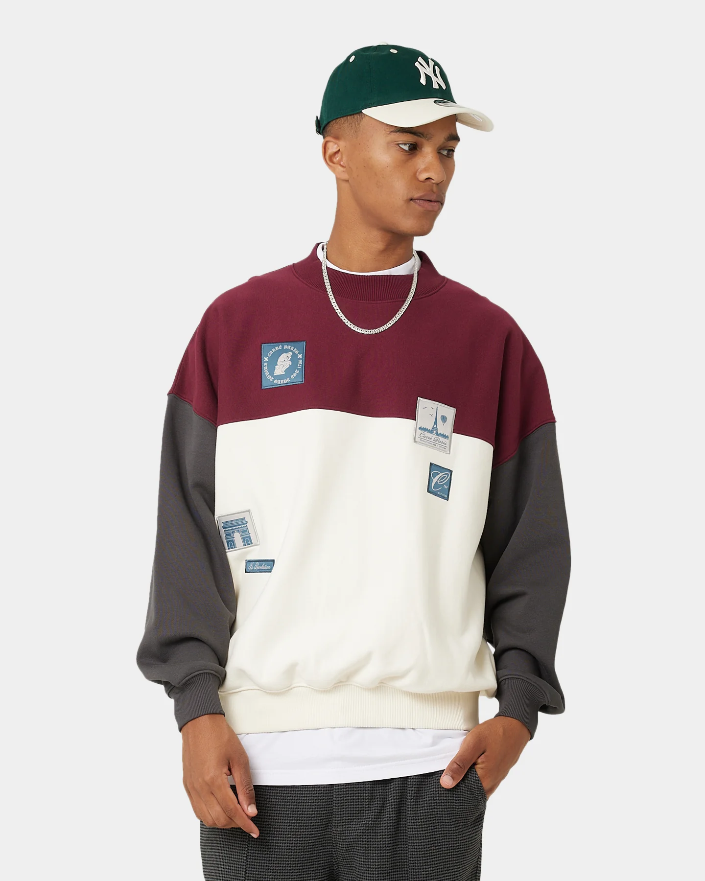 Carre Avant Oversized Panel Crewneck Maroon - Image 2