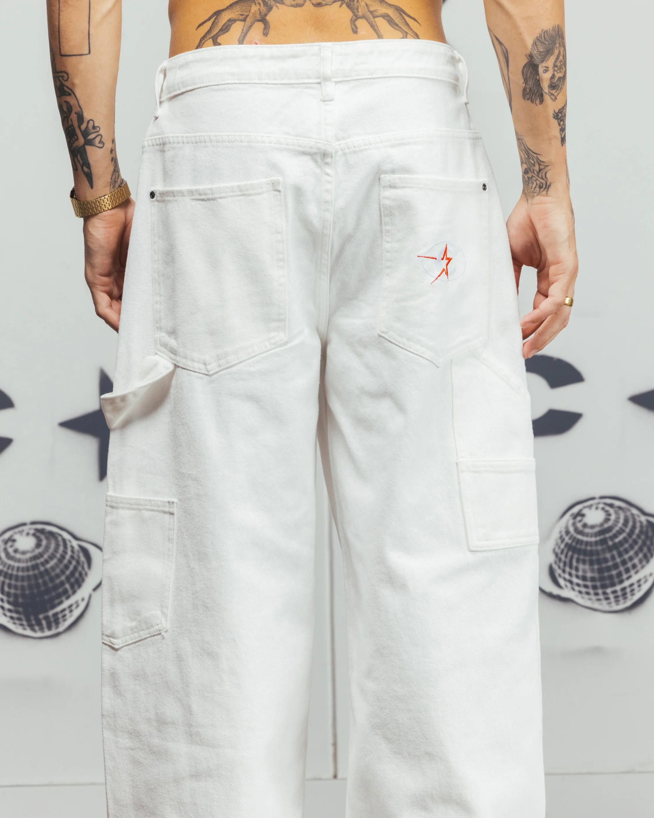 Carre Baggy Carpenter Jeans Off White - Image 8