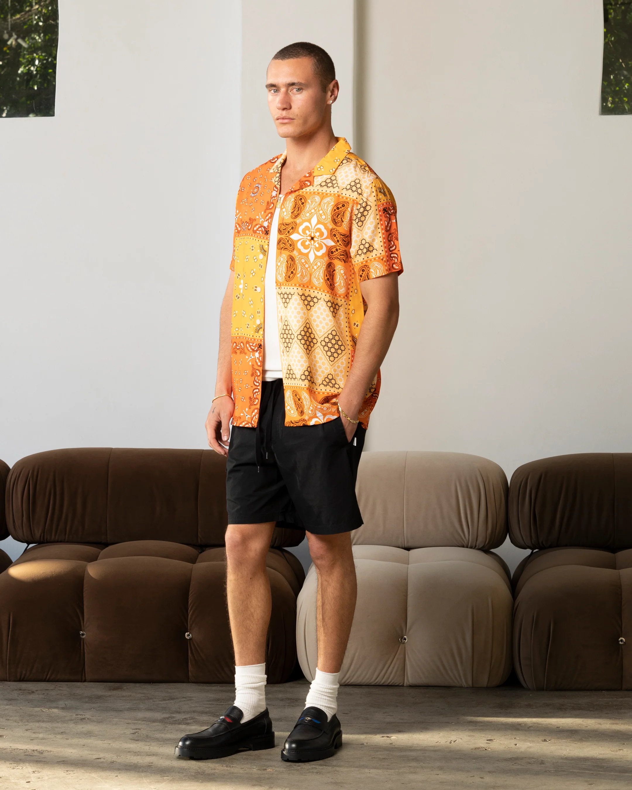 Carre Bandana Ultra Button Up Shirt Orange - Image 2