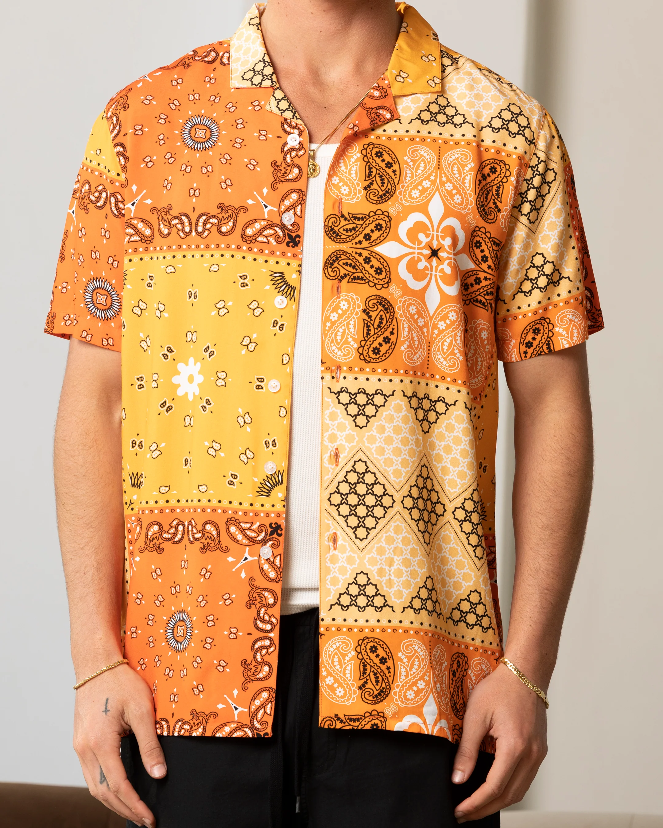 Carre Bandana Ultra Button Up Shirt Orange - Image 3