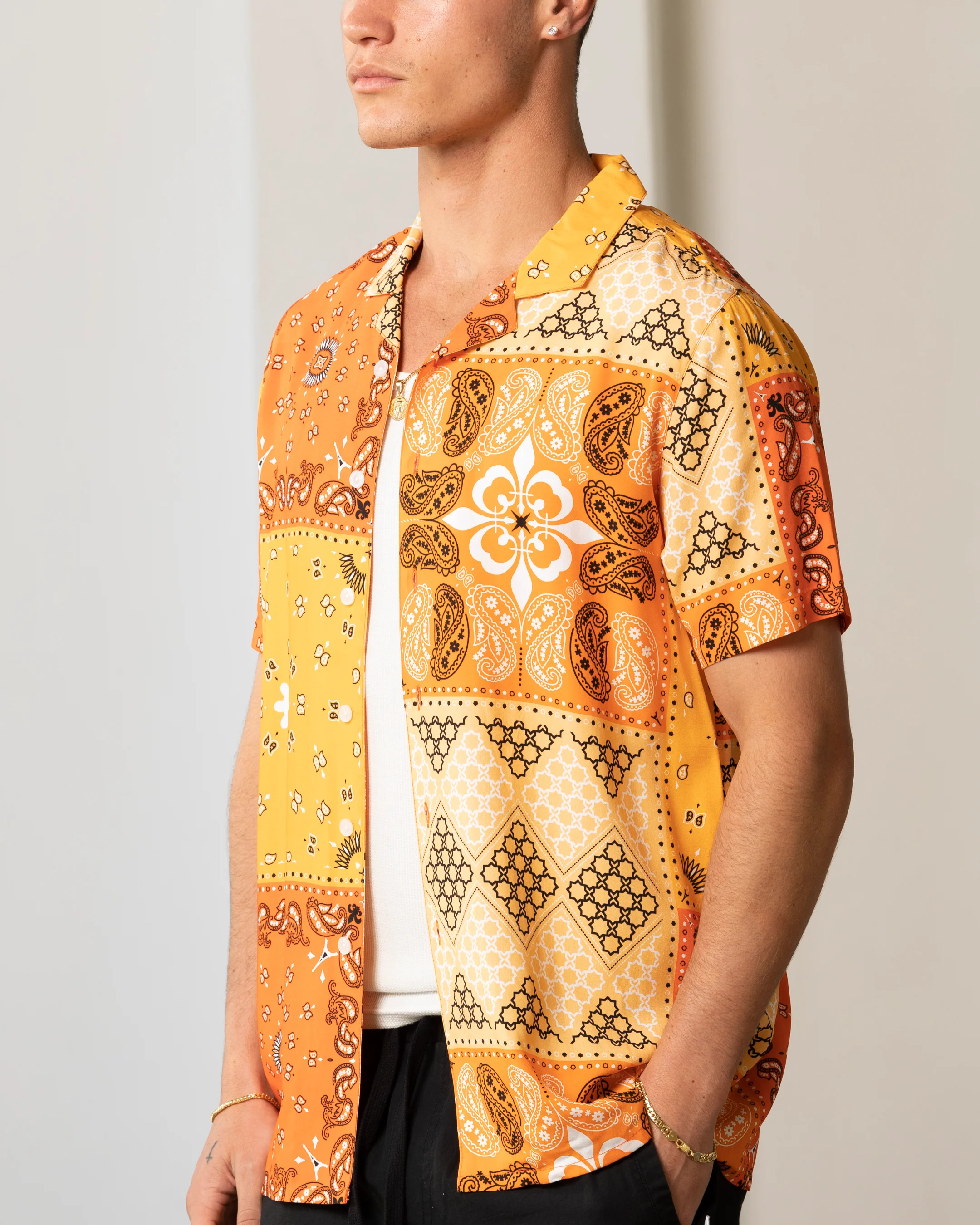 Carre Bandana Ultra Button Up Shirt Orange - Image 7