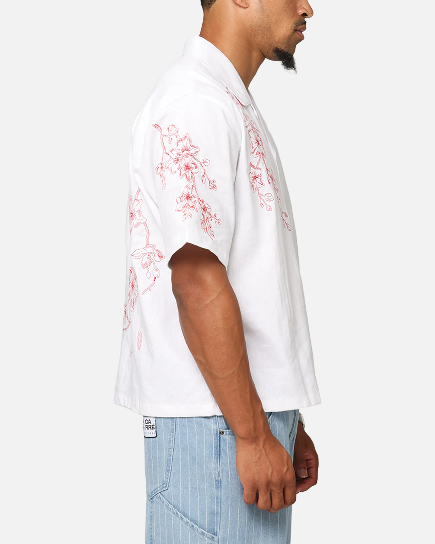 Carre Blossom Button Up Shirt White/Red - Image 4