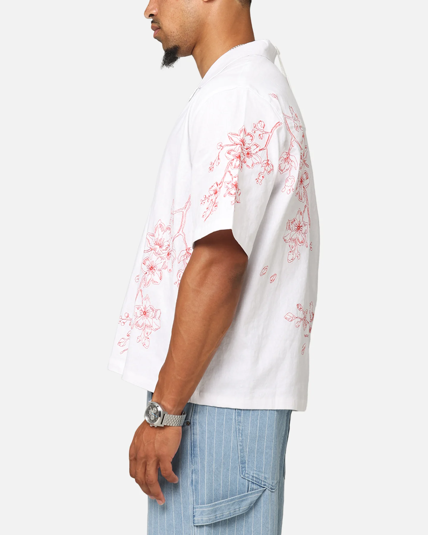 Carre Blossom Button Up Shirt White/Red - Image 5