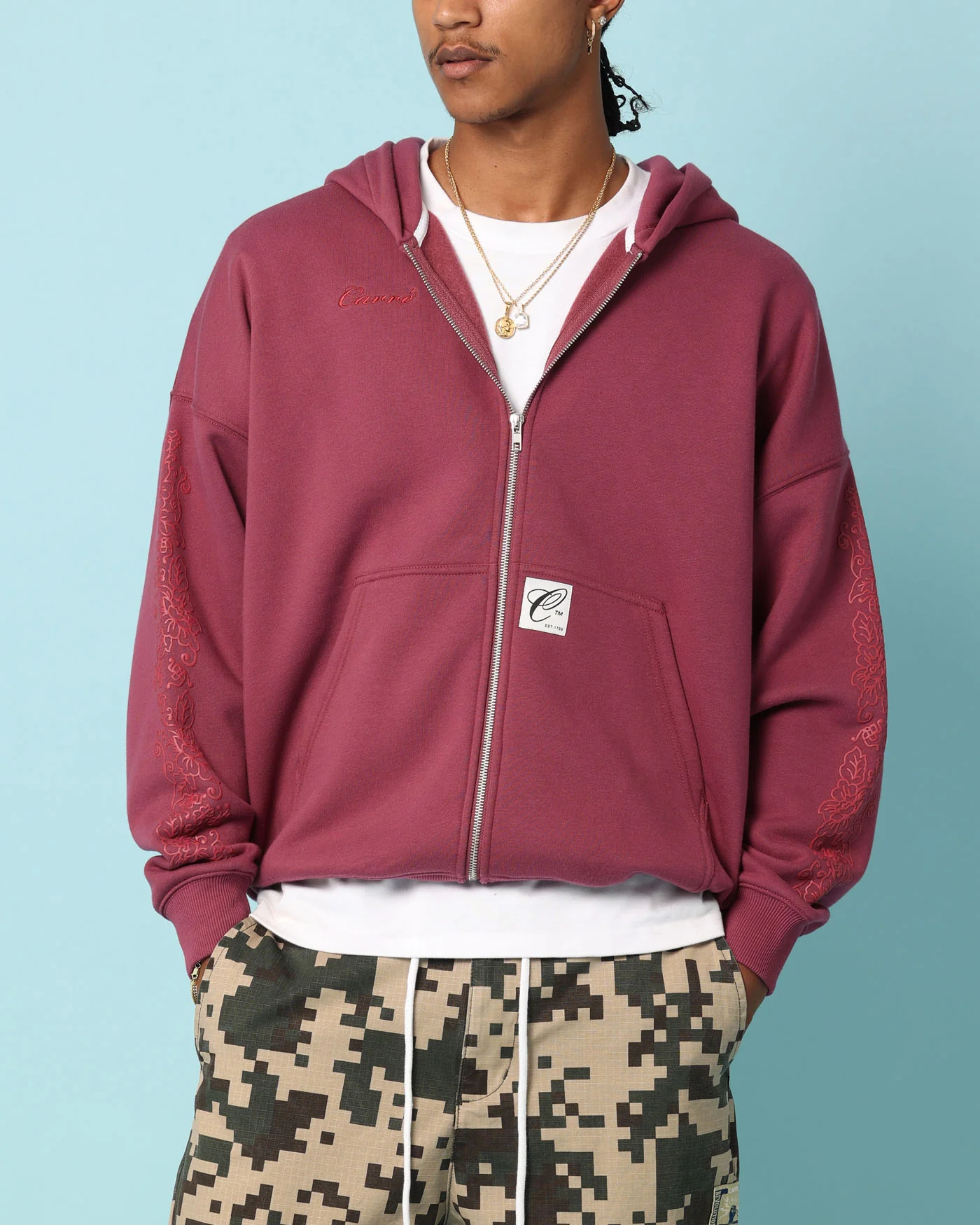 Carré Botanical Zip Up Hoodie Port - Image 2