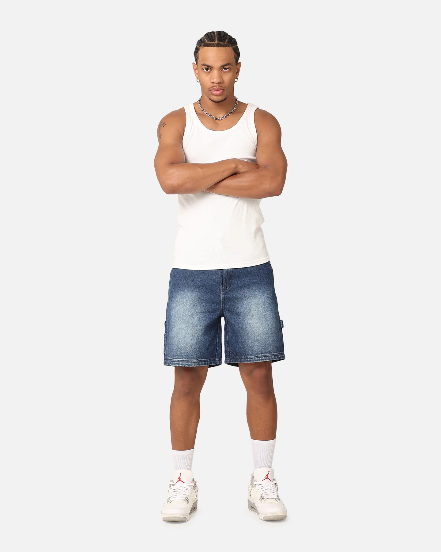 Carre C-Star Denim Shorts Mid Blue Denim - Image 2
