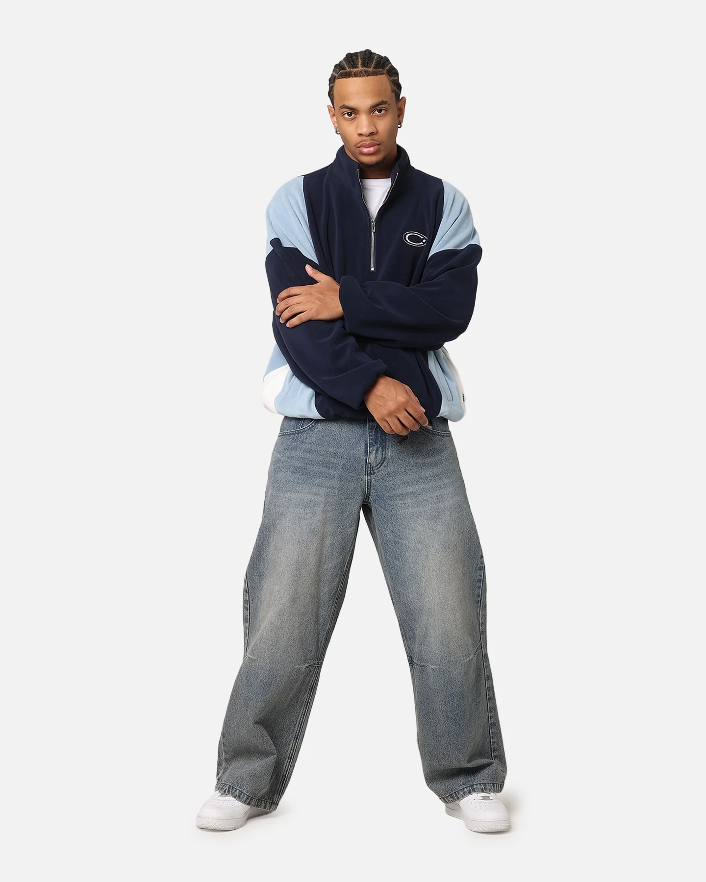 Carre C-Star Polarfleece Quarter Zip Crewneck Light Blue/Mul - Image 3