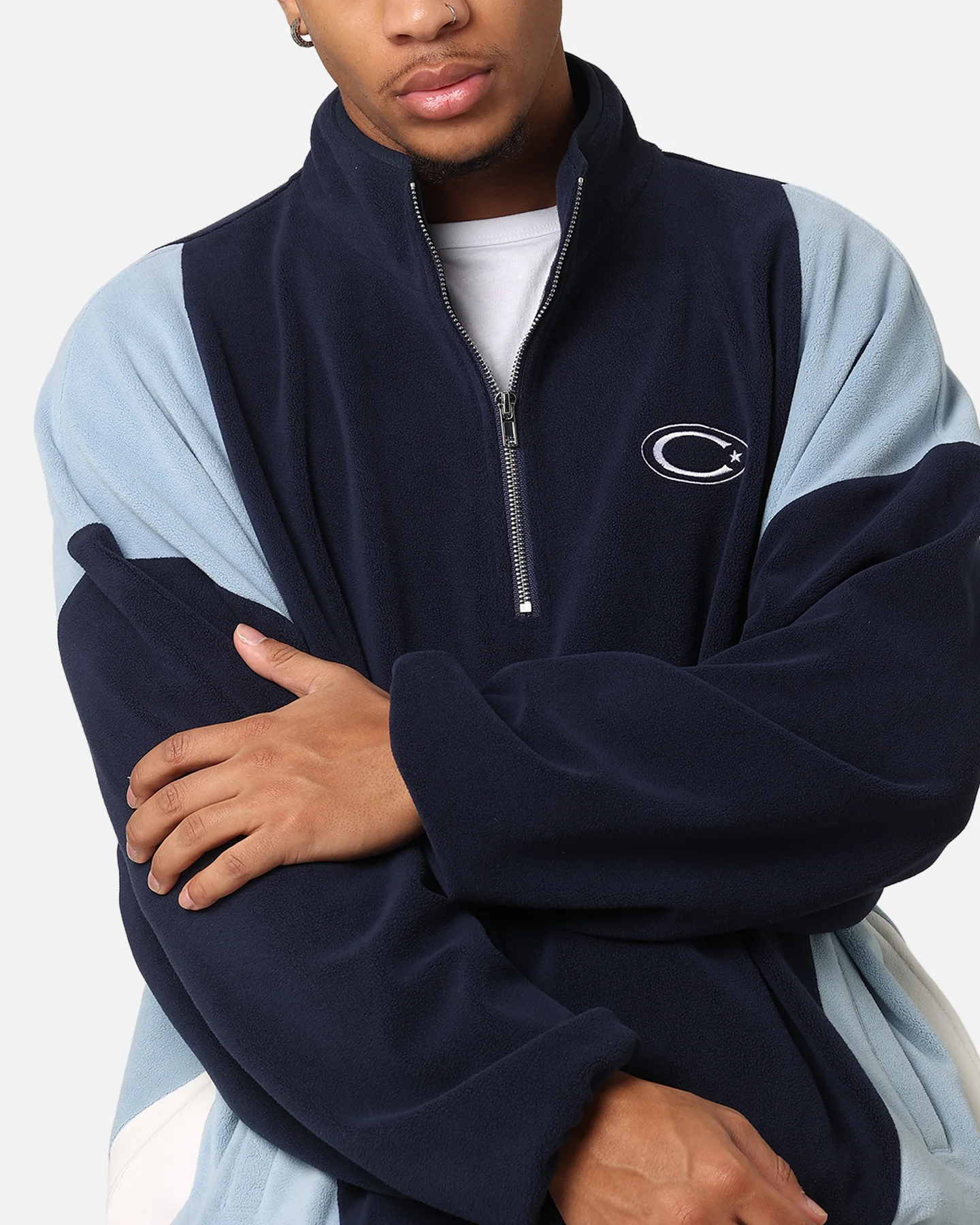 Carre C-Star Polarfleece Quarter Zip Crewneck Light Blue/Mul - Image 7