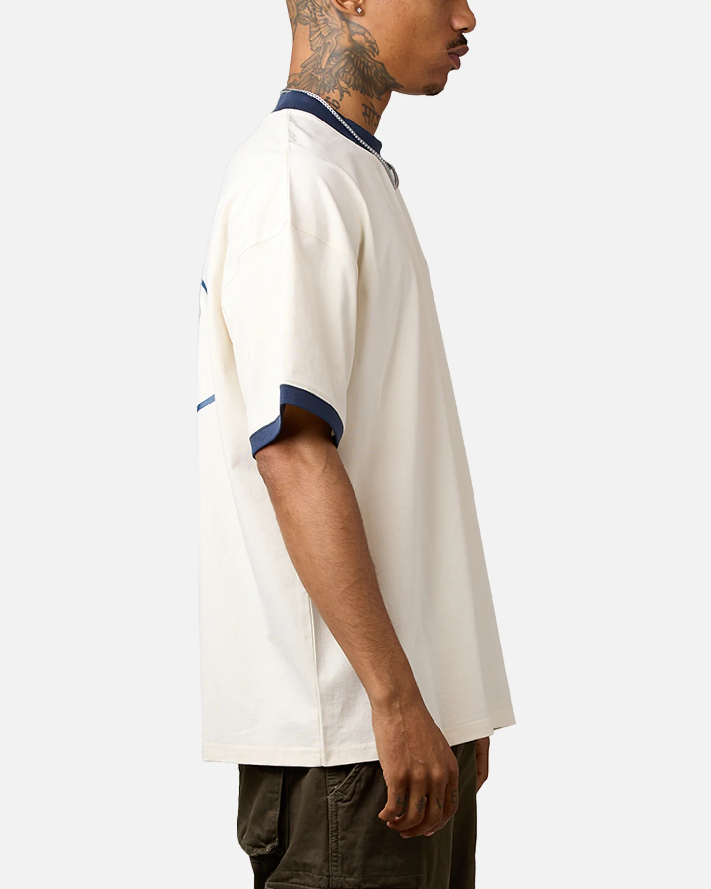 Carre C-Superstar Oversized Ringer T-Shirt Off White/Navy - Image 4