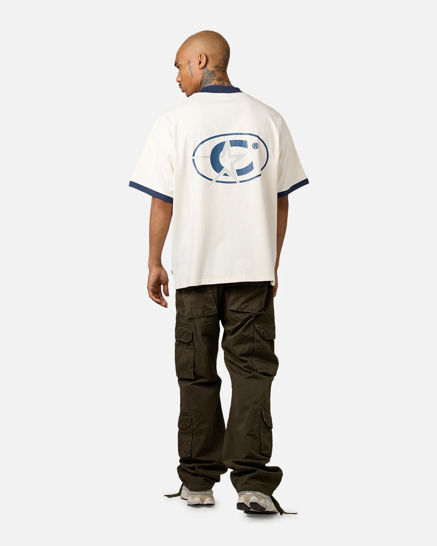Carre C-Superstar Oversized Ringer T-Shirt Off White/Navy - Image 6