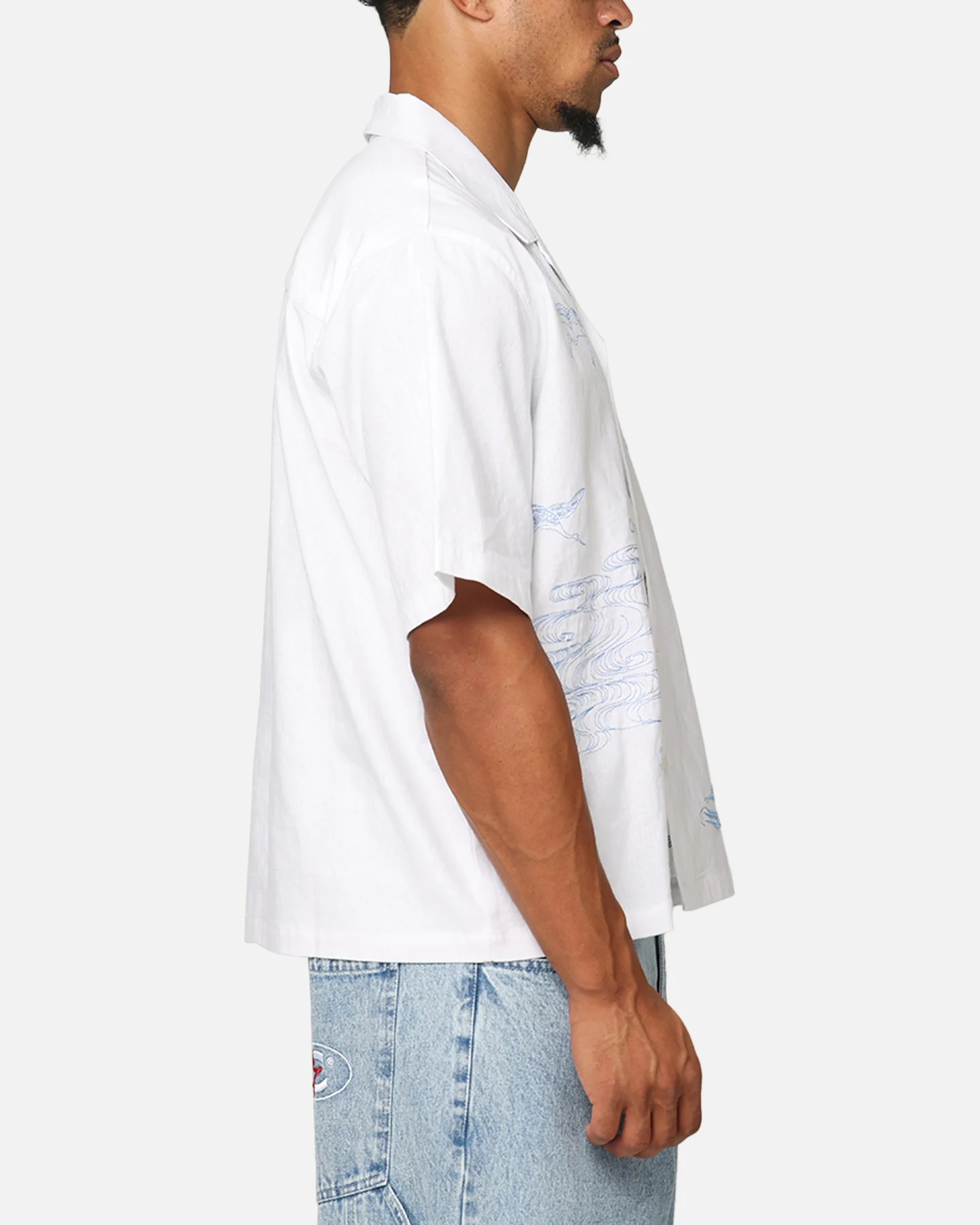 Carre Crane Button Up Shirt White/Light Blue - Image 4