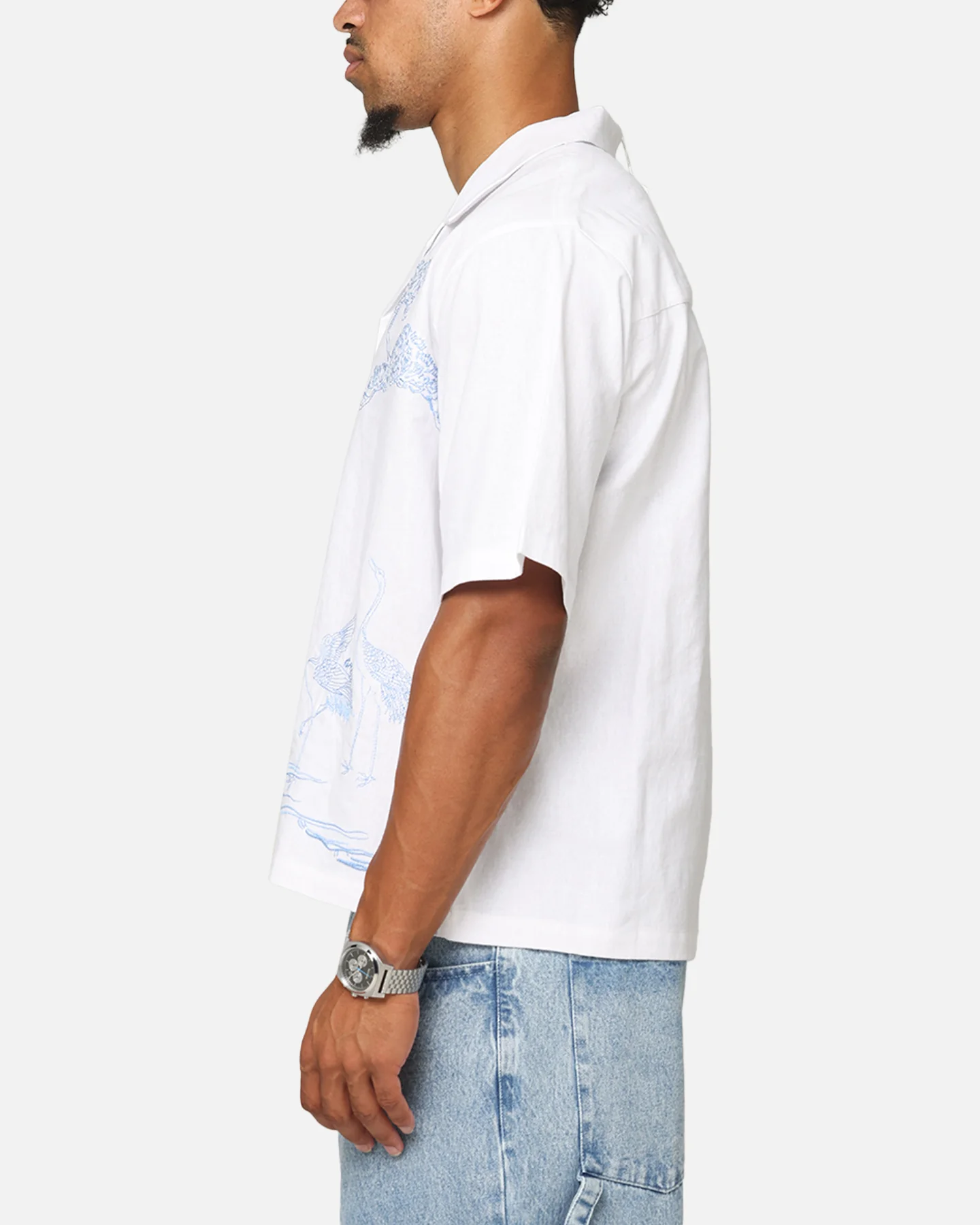 Carre Crane Button Up Shirt White/Light Blue - Image 5