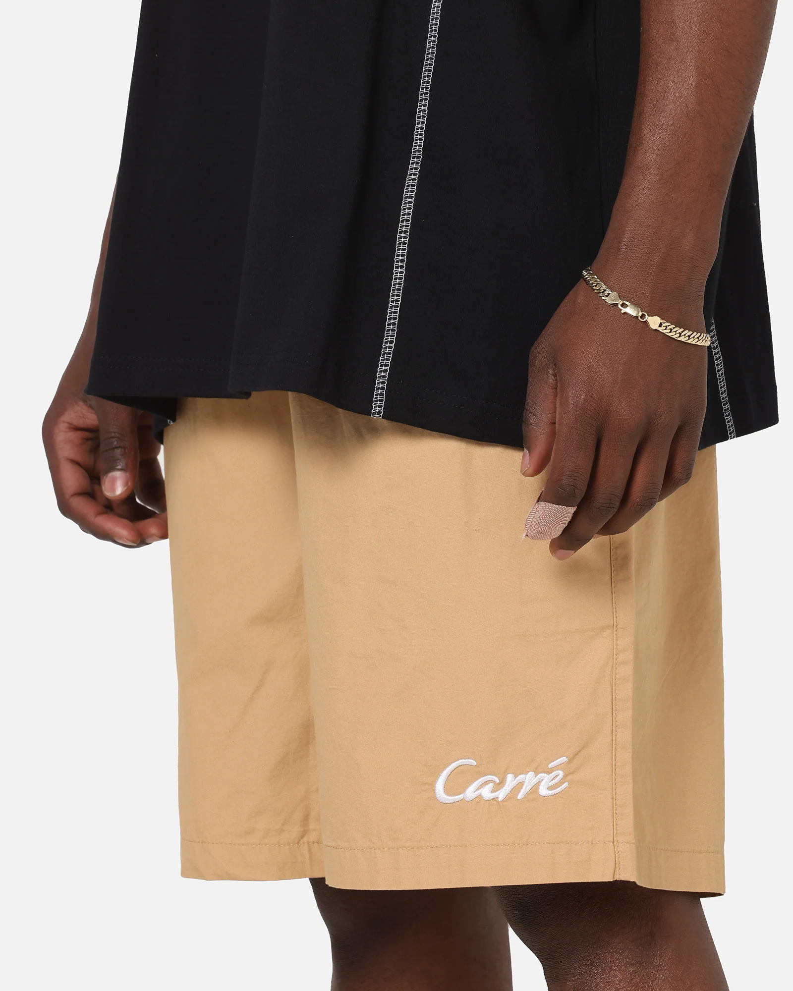 Carre Da Script Beach Shorts Tan - Image 3