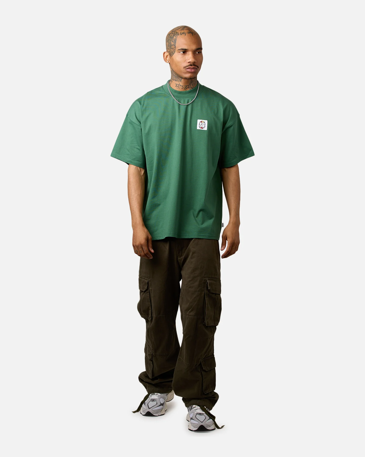 Carre Damask Oversized T-Shirt Forest Green - Image 3