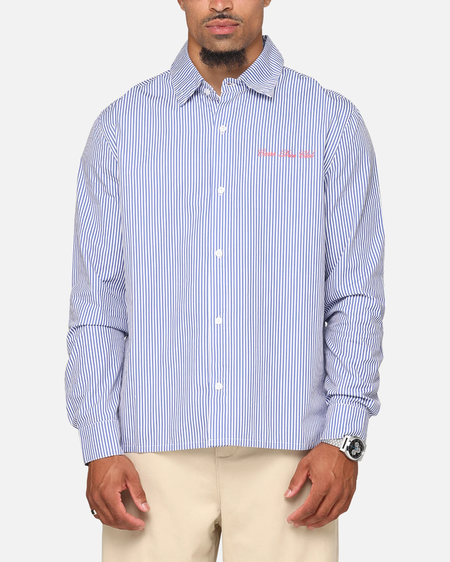 Carre Dice Club Long Sleeve Button Up Shirt Pinstripe