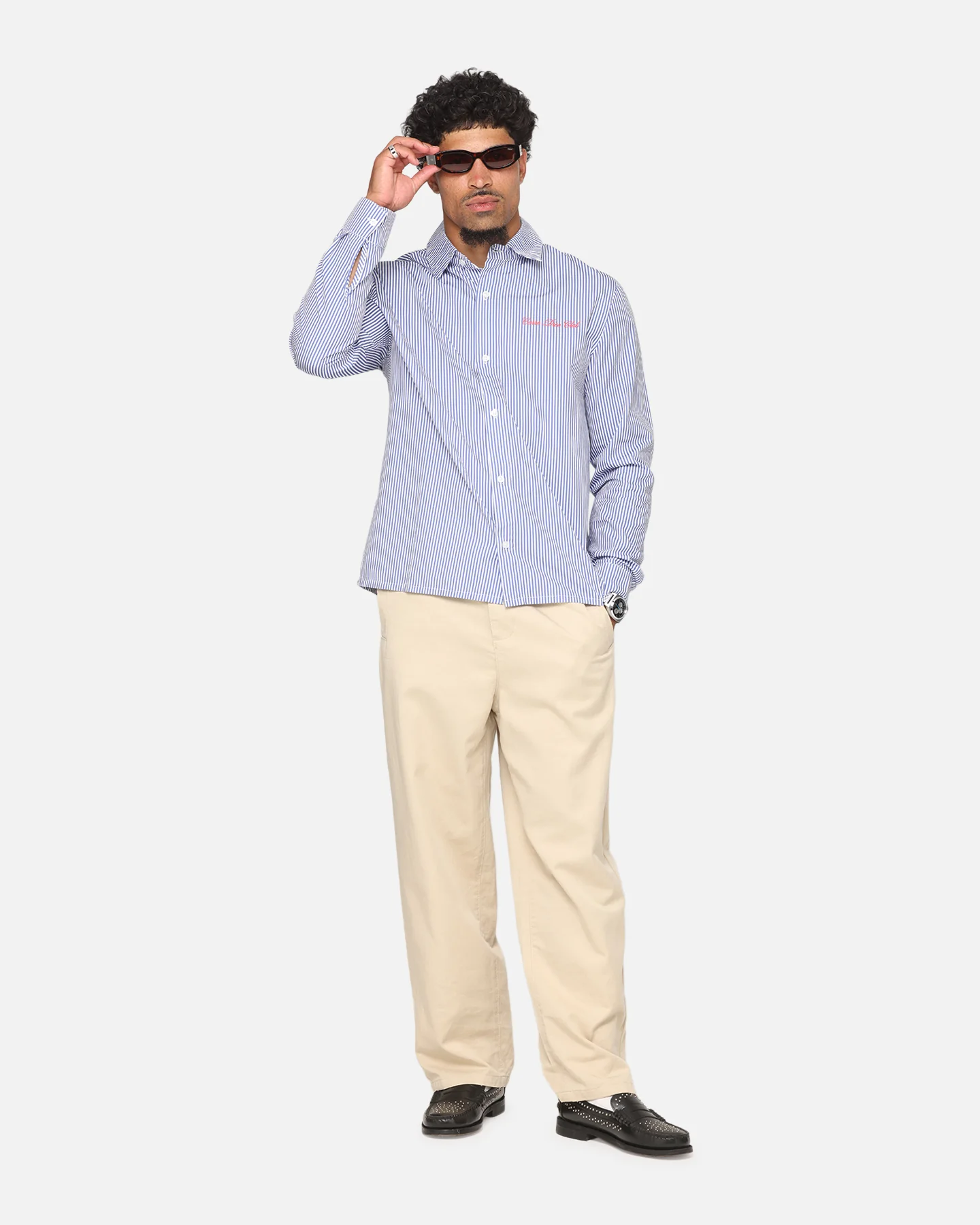 Carre Dice Club Long Sleeve Button Up Shirt Pinstripe - Image 3