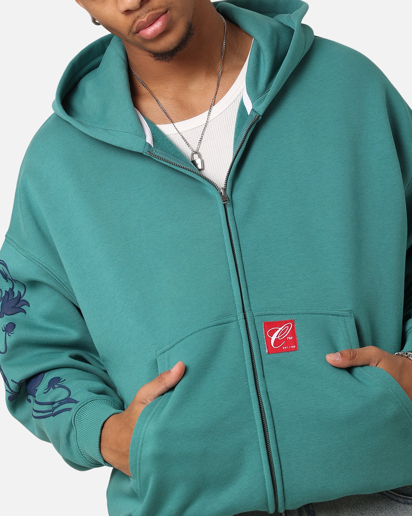 Carre Flower Bomb Full Zip Hoodie Oxidized Green - Image 7