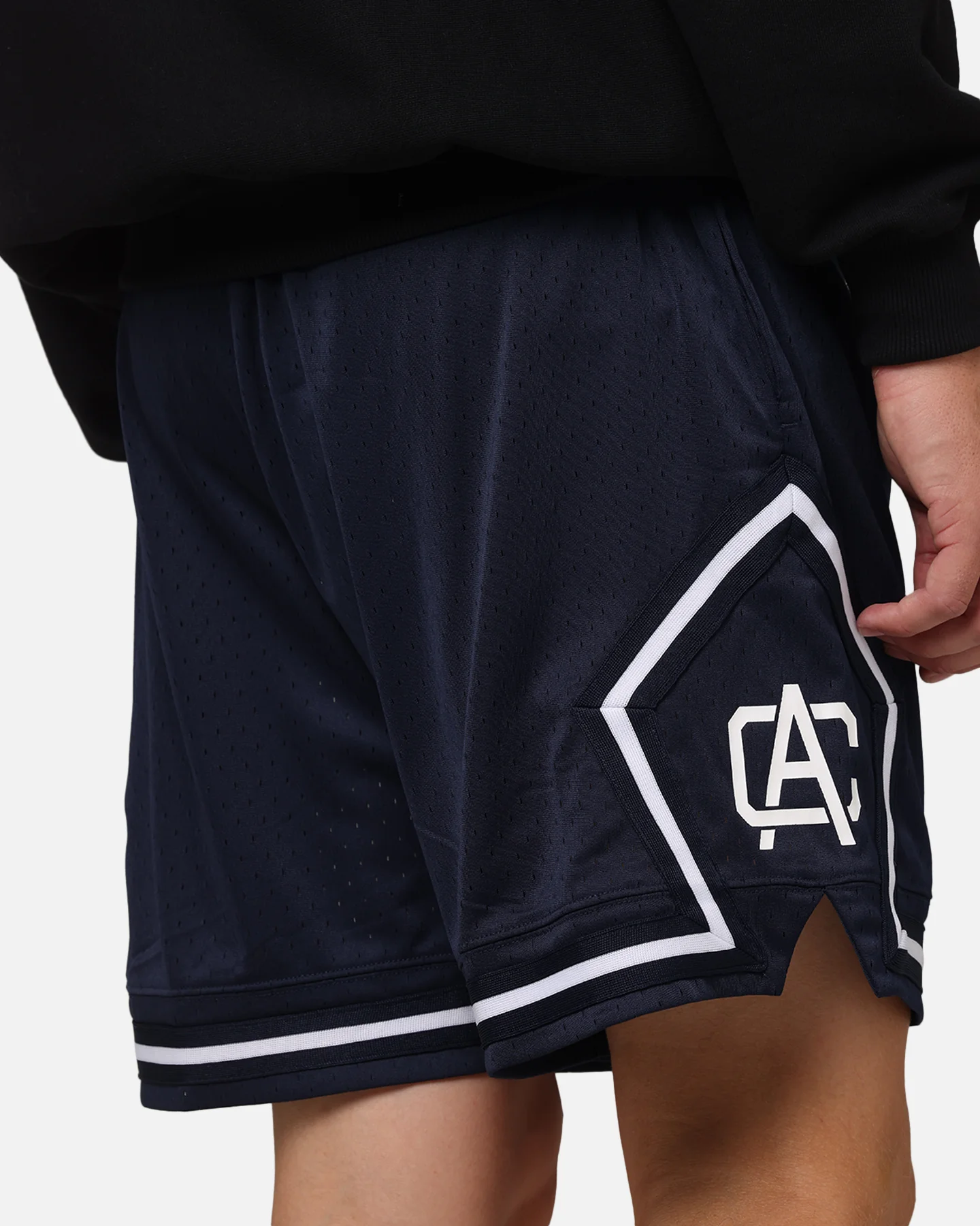 Carre Fold Mesh Basketball Shorts Navy/White - Image 4