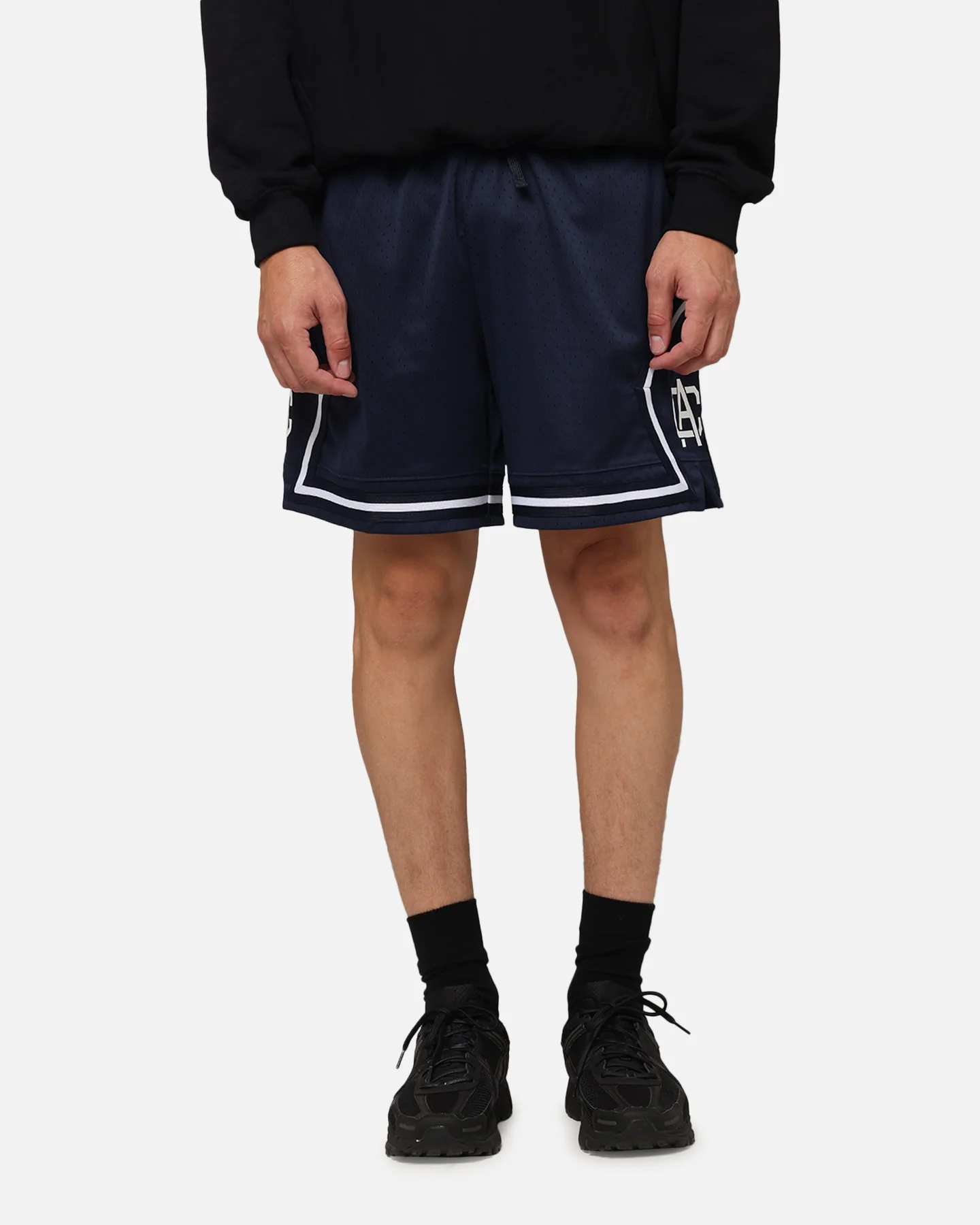 Carre Fold Mesh Basketball Shorts Navy/White - Image 5