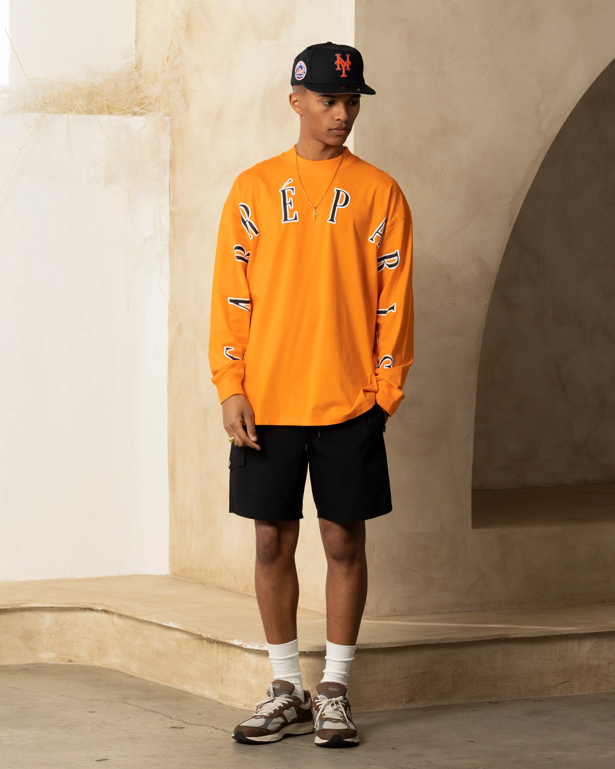Carre Global Oversized Long Sleeve T-Shirt Orange - Image 2