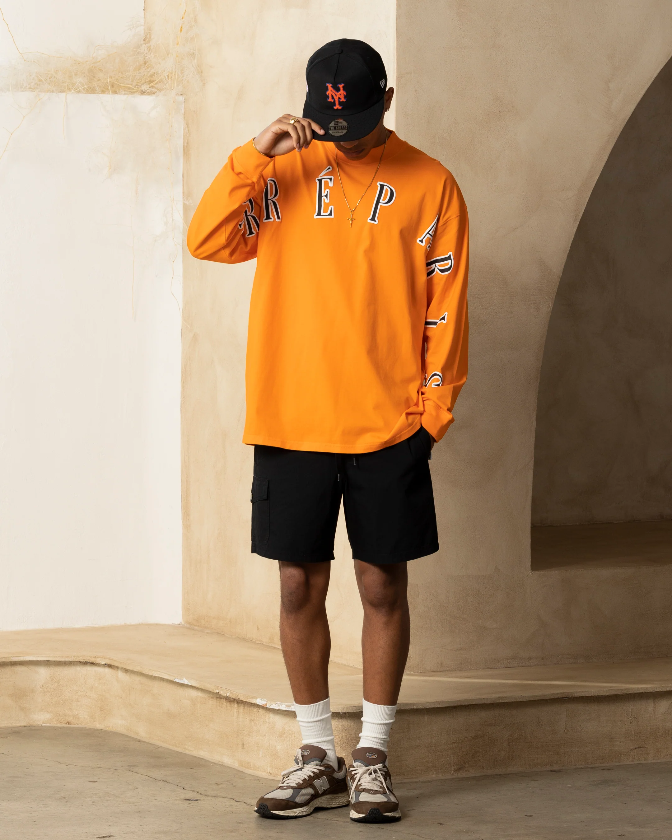 Carre Global Oversized Long Sleeve T-Shirt Orange - Image 9