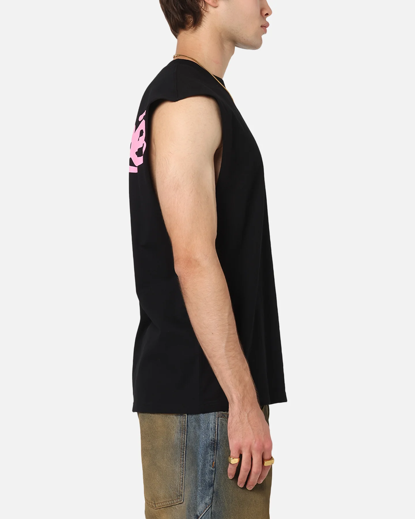 Carre Graffiti Muscle T-Shirt Black/Pink - Image 5