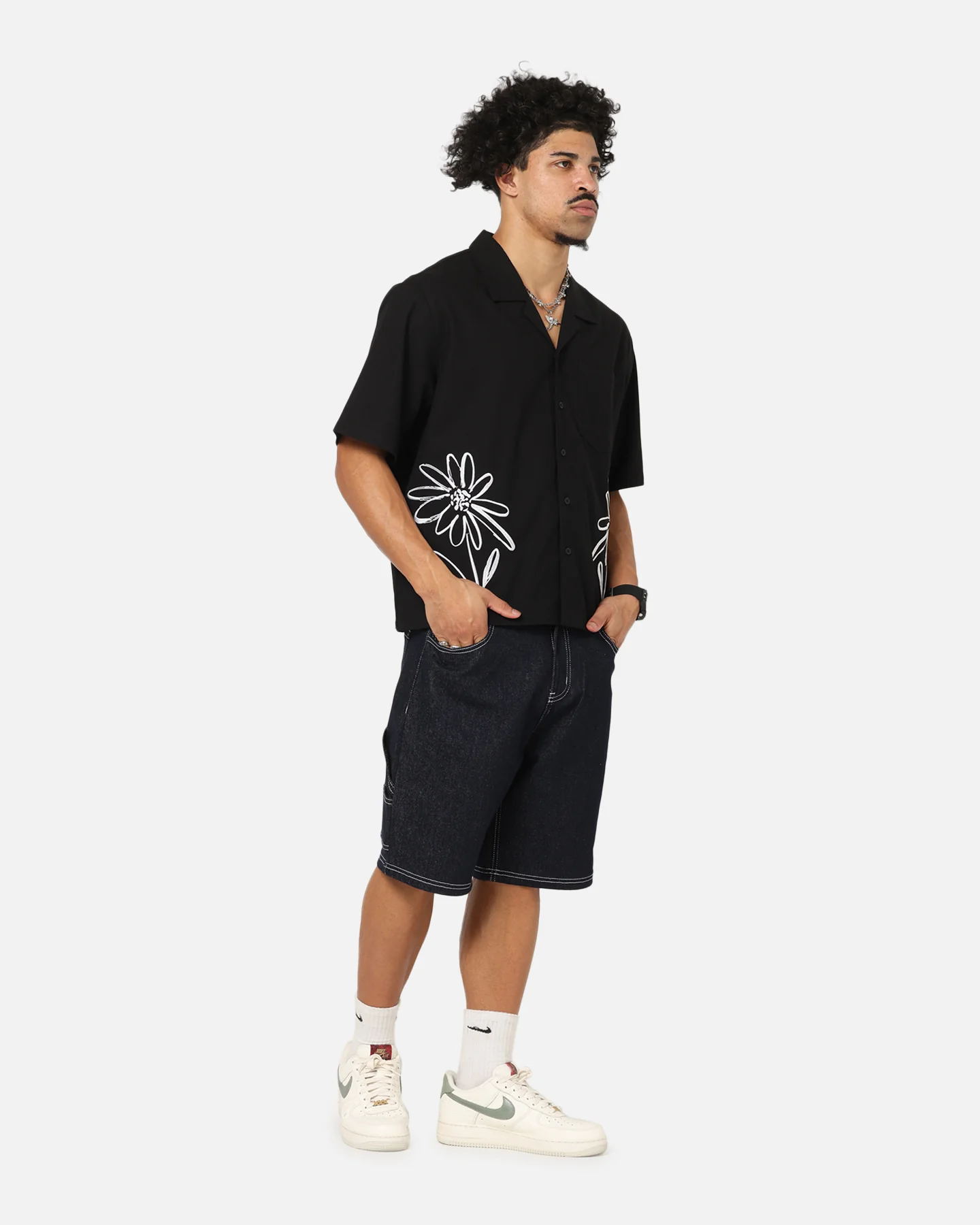 Carre Hand Picked Button Up Shirt Black - Image 2
