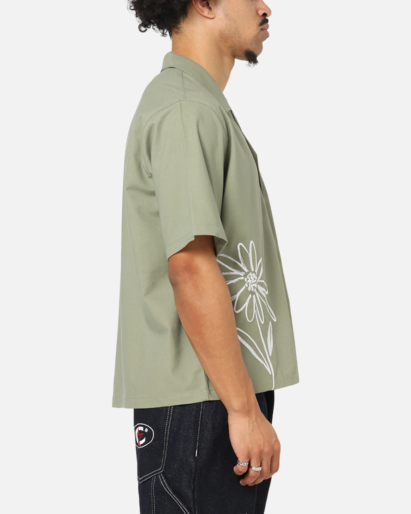 Carre Hand Picked Button Up Shirt Green - Image 4