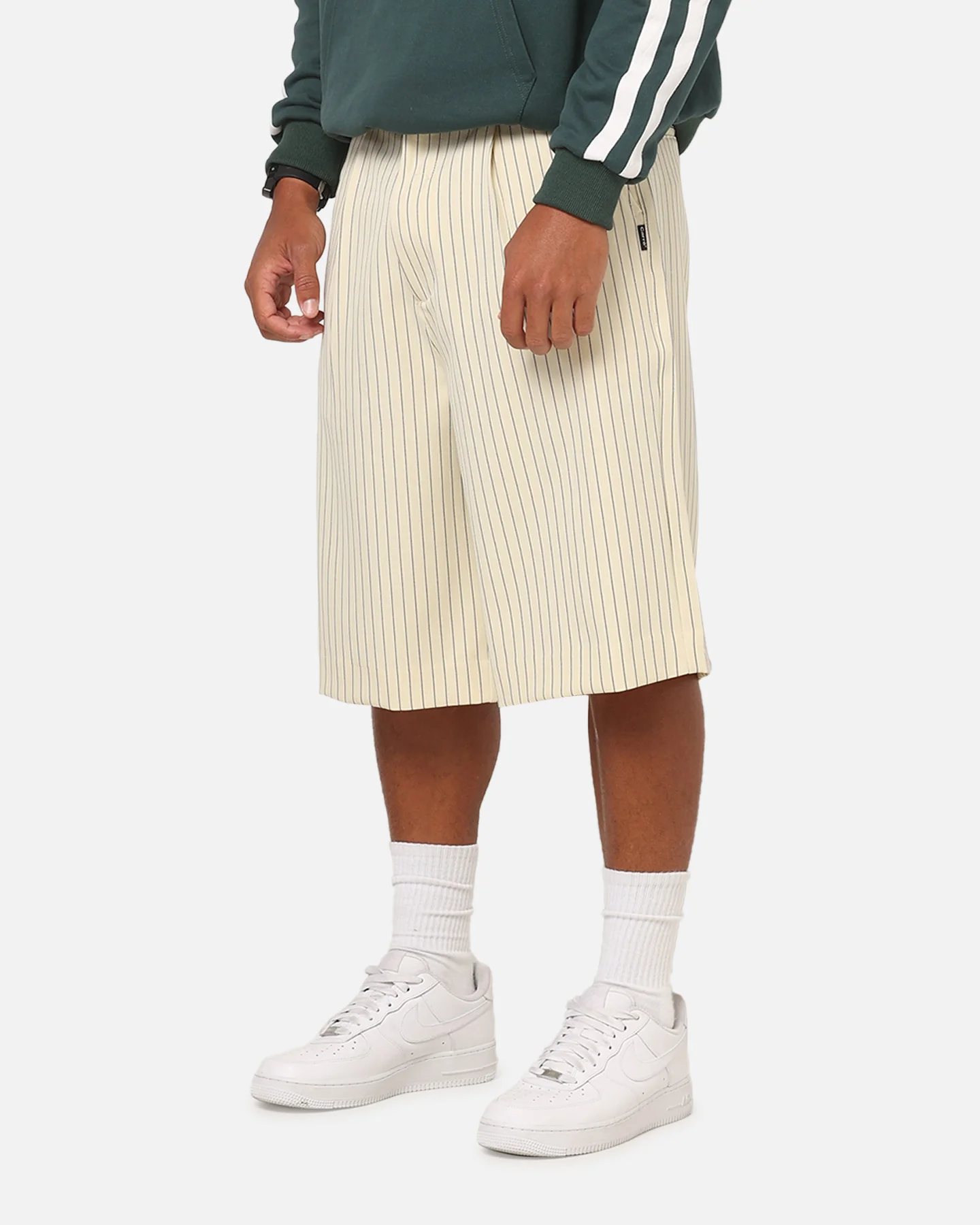 Carre Heritage Pleated Shorts Off White Pinstripe - Image 6