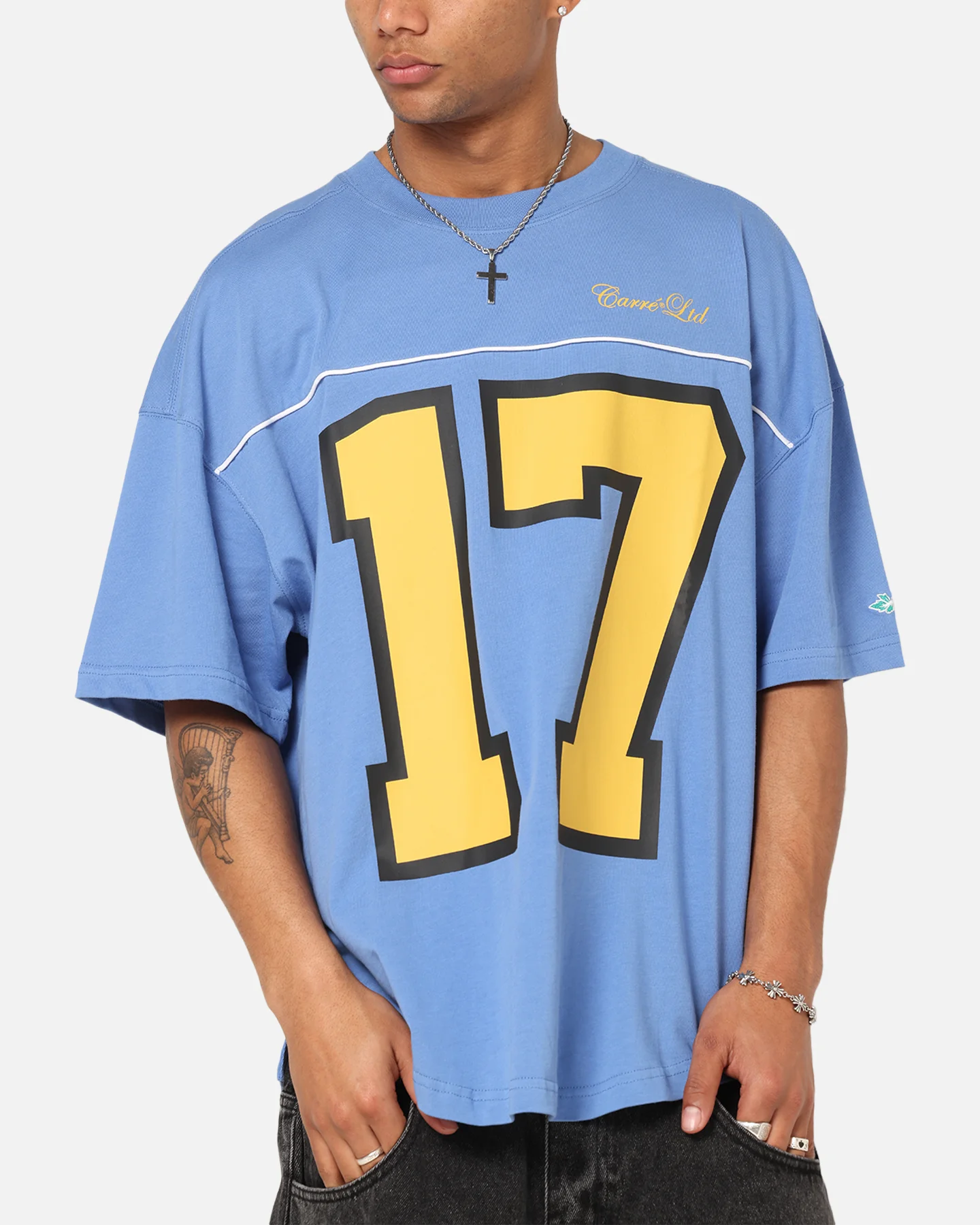Carre Hitta Grid Iron T-Shirt Blue/Yellow - Image 8