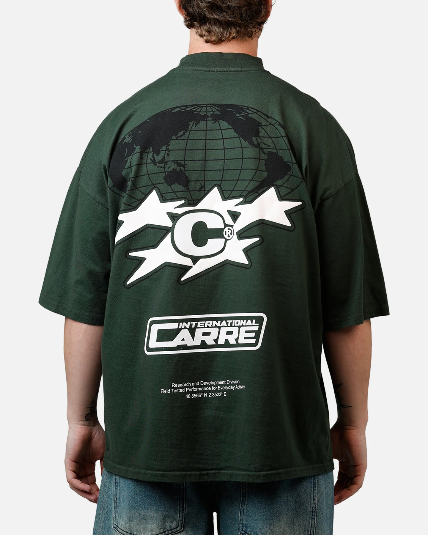 Carre International Globe T-Shirt Forest Green - Image 2