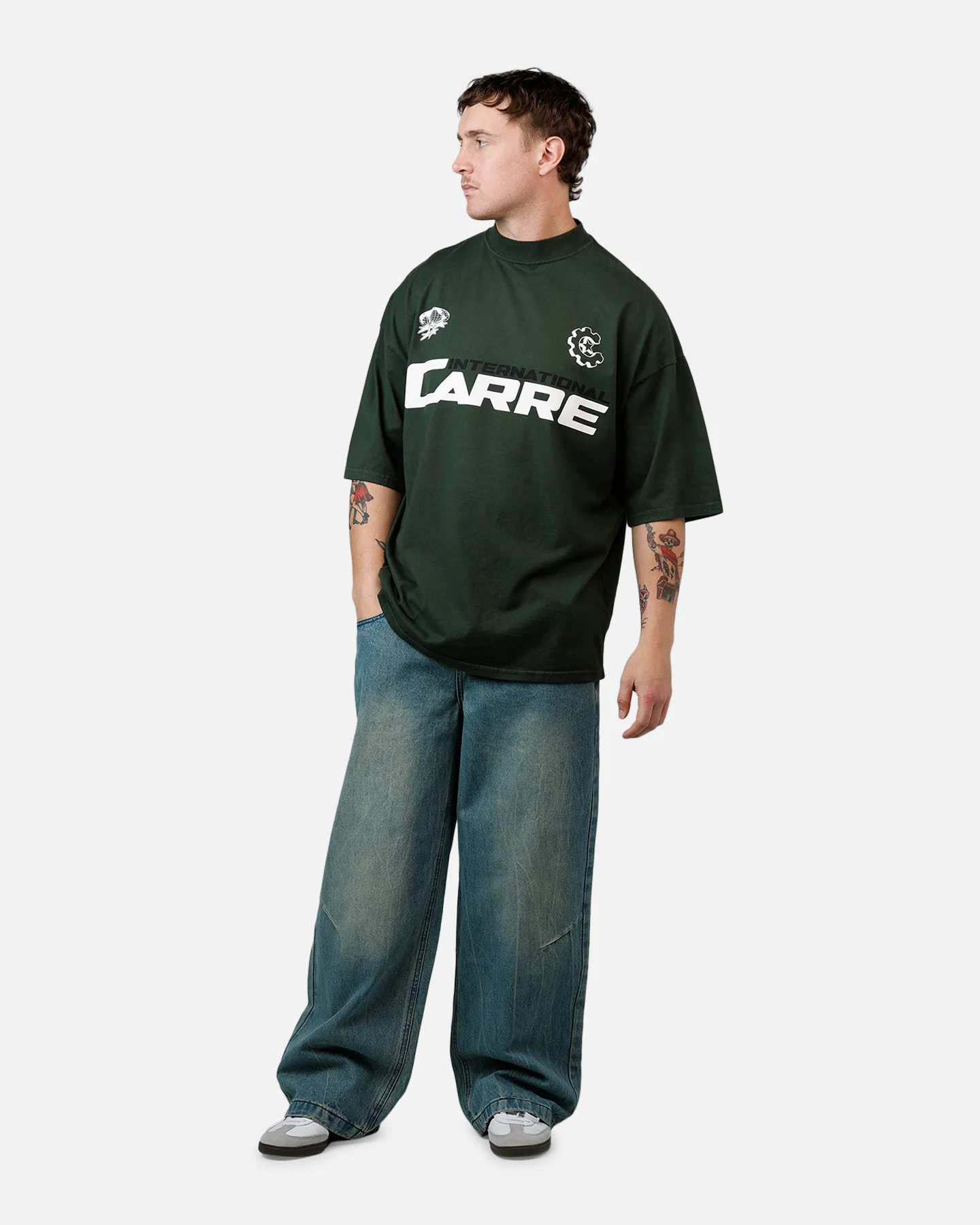 Carre International Globe T-Shirt Forest Green - Image 3