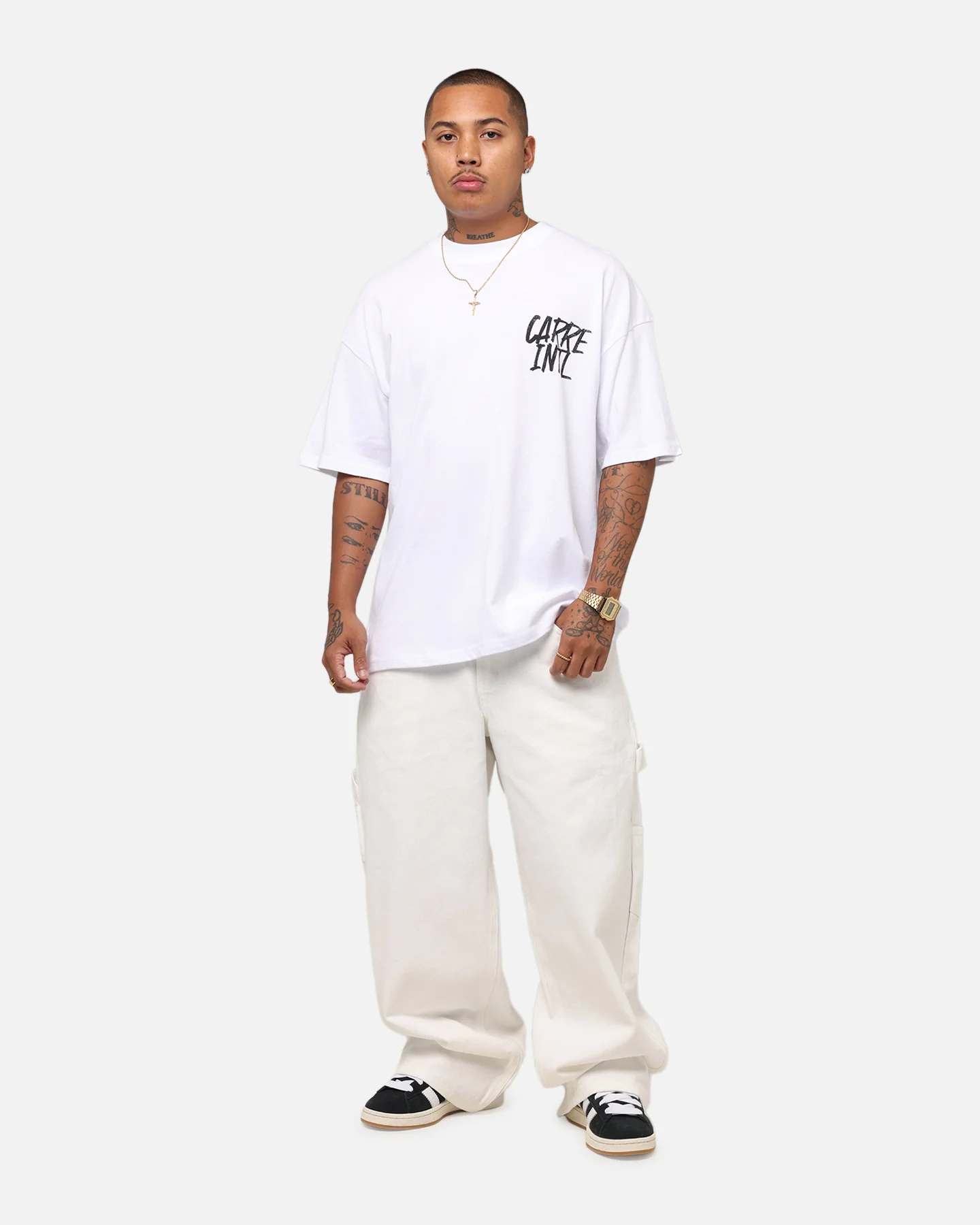 Carre Intl Drop Shoulder T-Shirt White - Image 4
