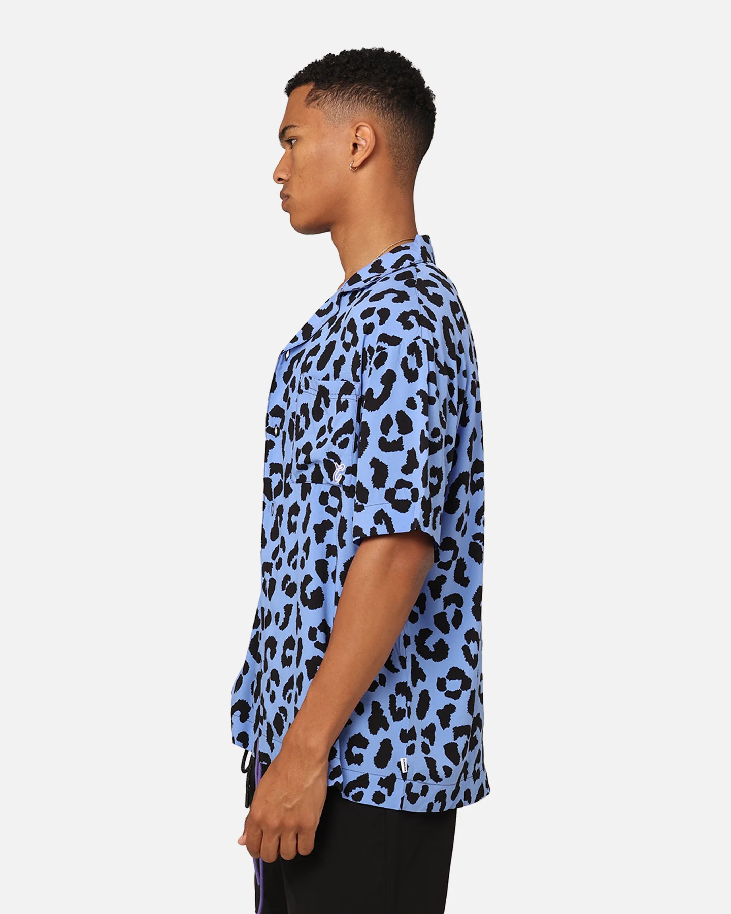 Carre Leo Short Sleeve Button Up Shirt Purple/Black - Image 6