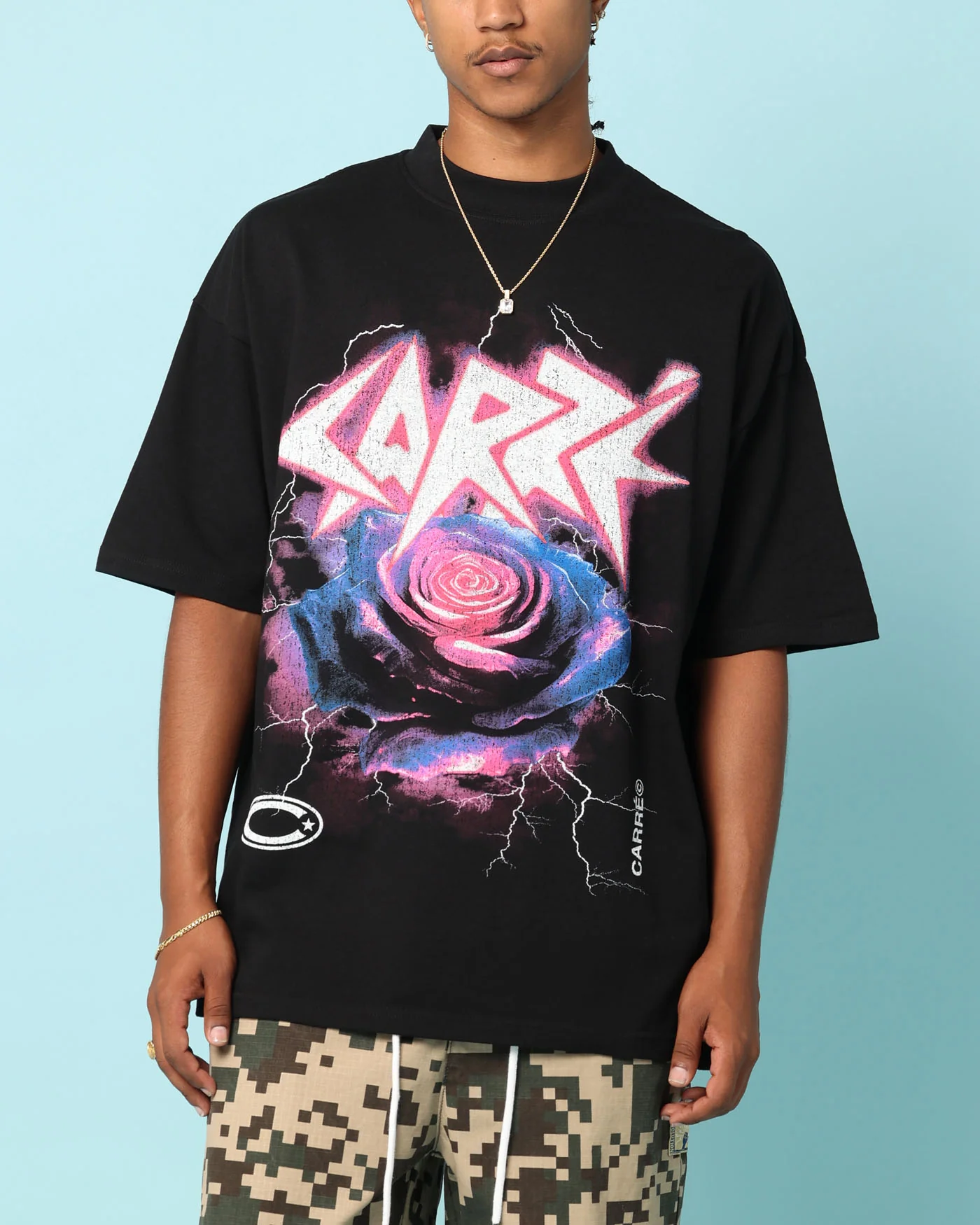 Carre Love Rose T-Shirt Black - Image 3