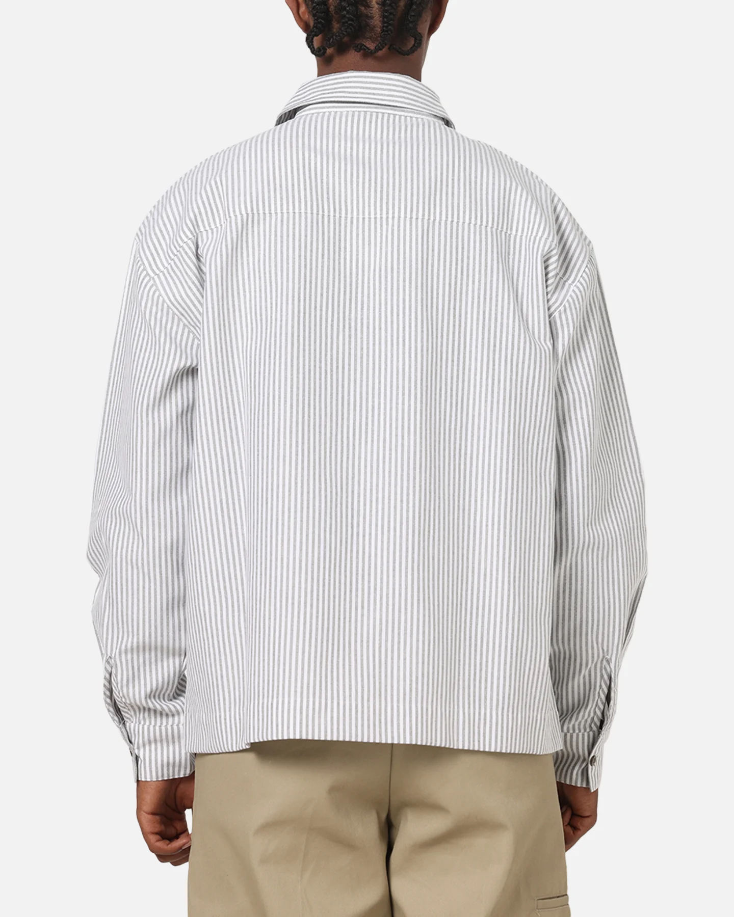 Carre Oxford Stripe Long Sleeve Button Up Shirt White/Green - Image 3