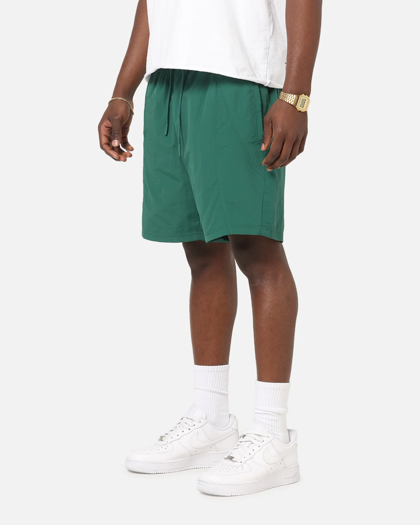 Carre Panelled Nylon Shorts Green - Image 4