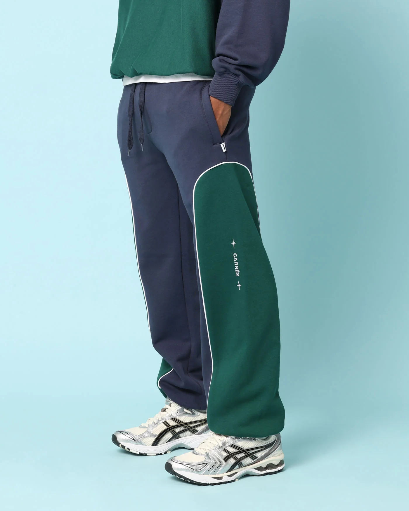Carré Paris Dice Club Panelled Sweatpants Forest Green/Midnight - Image 6