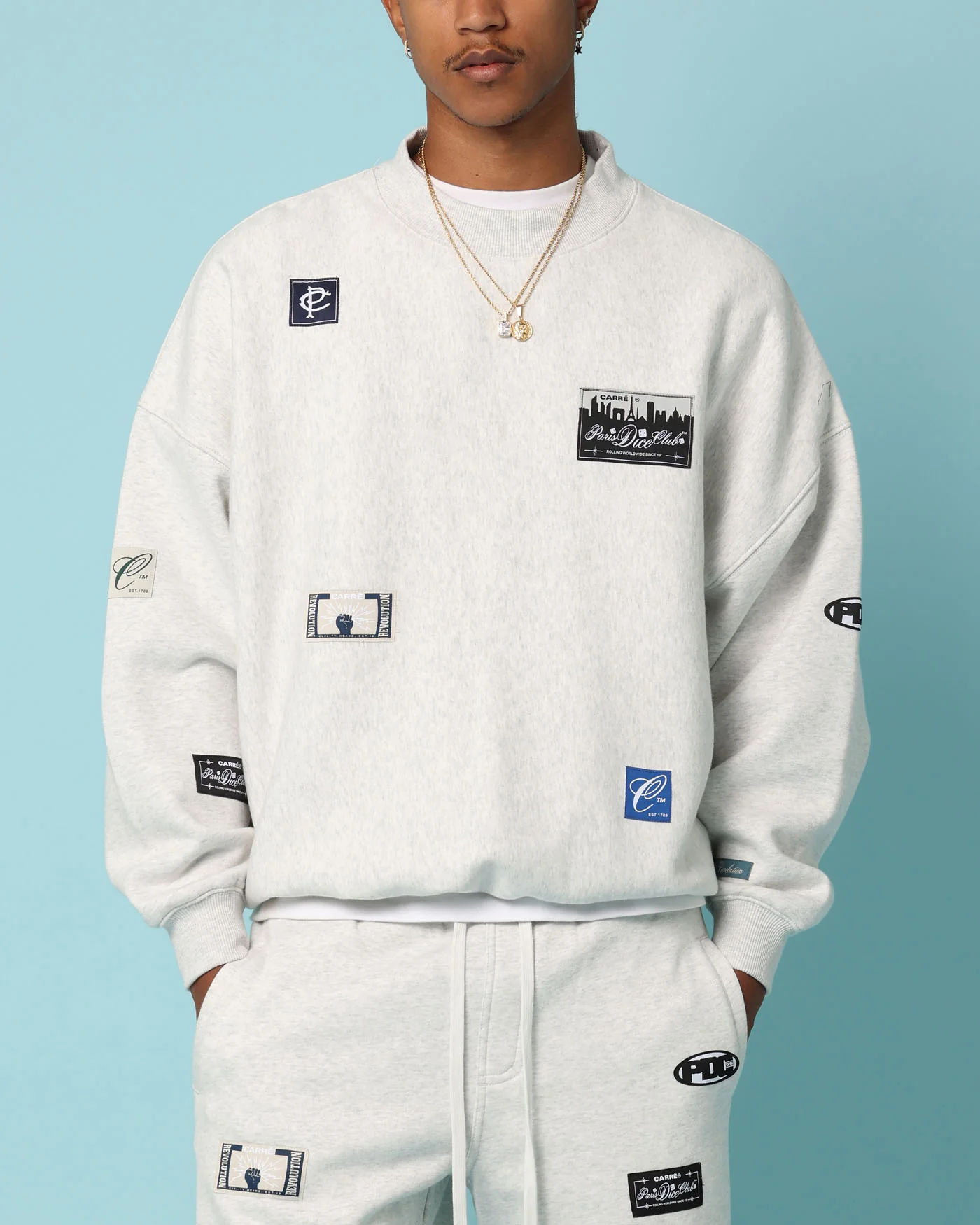 Carré Patchwork Oversized Crewneck Grey Marle - Image 2
