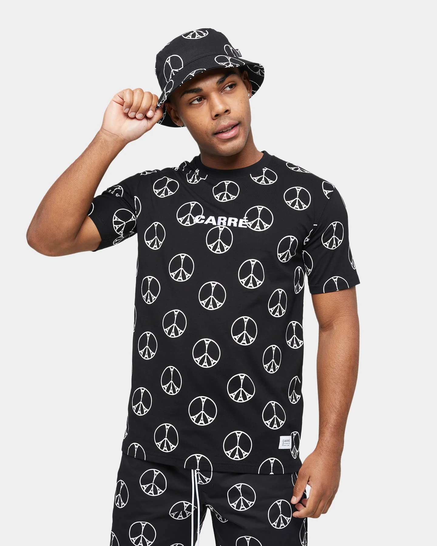 Carre Peace All Over Bucket Hat Black/White - Image 4