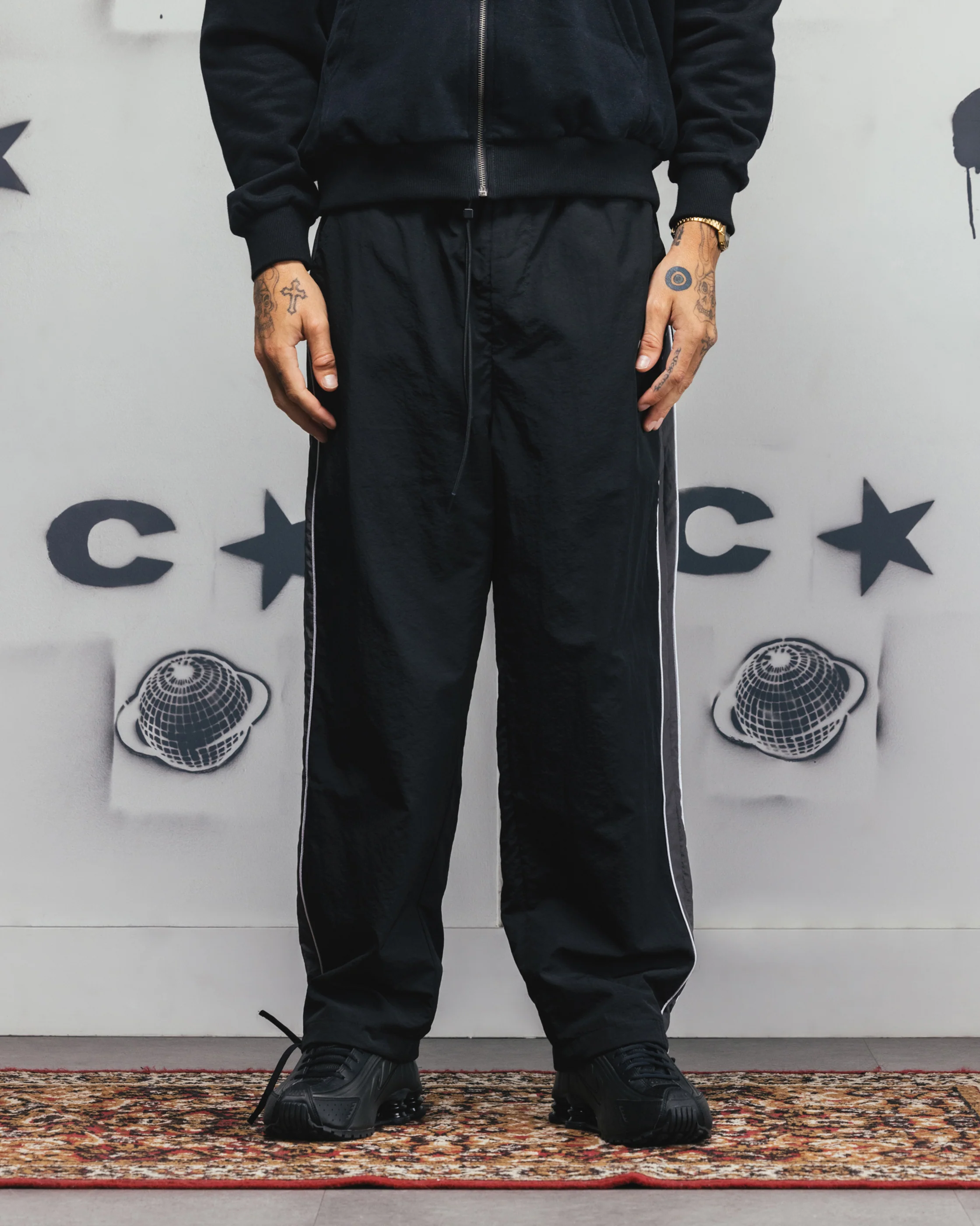 Carre Rally Panelled Nylon Joggers Black - Image 5