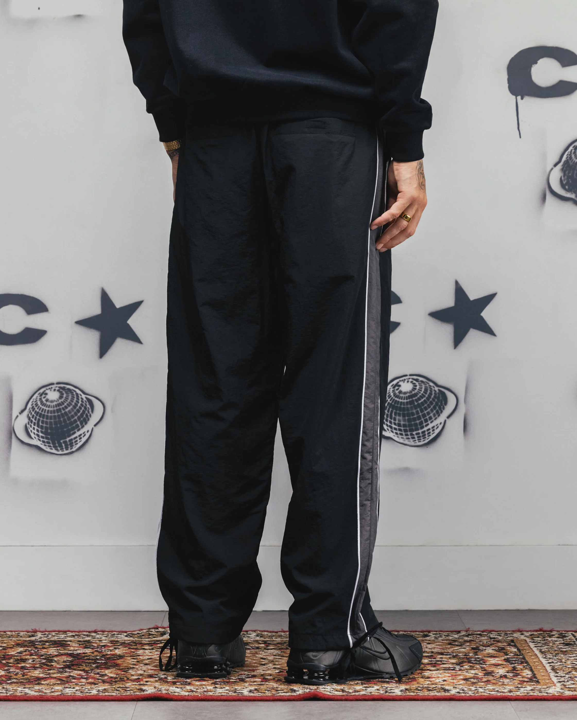 Carre Rally Panelled Nylon Joggers Black - Image 6