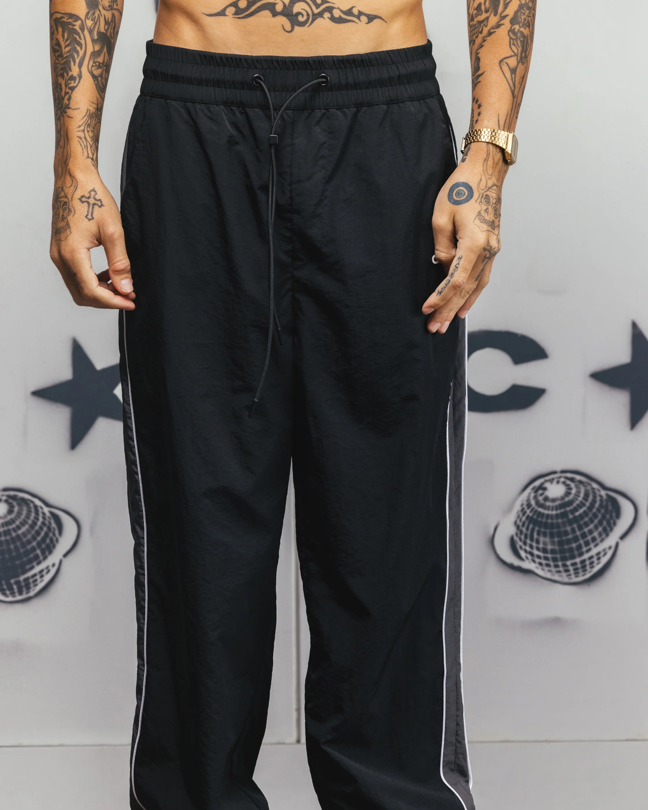 Carre Rally Panelled Nylon Joggers Black - Image 7