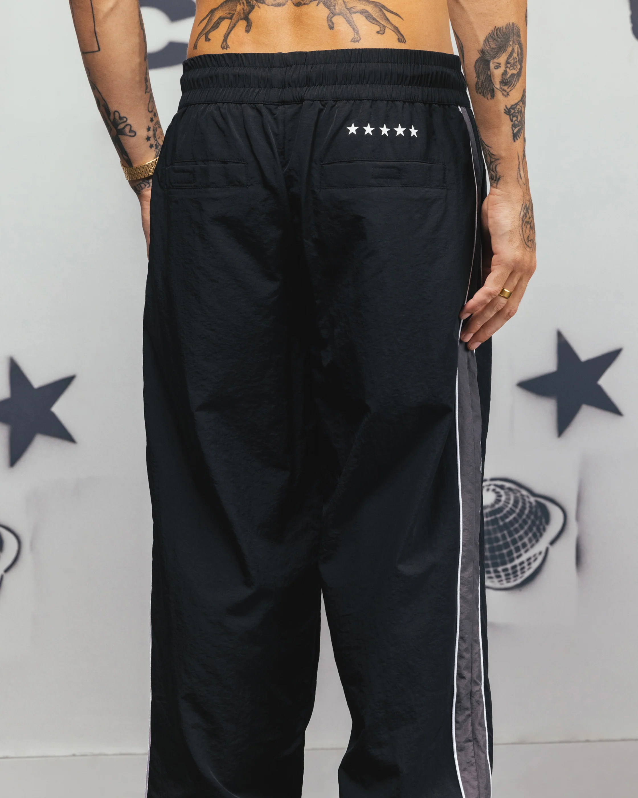 Carre Rally Panelled Nylon Joggers Black - Image 8