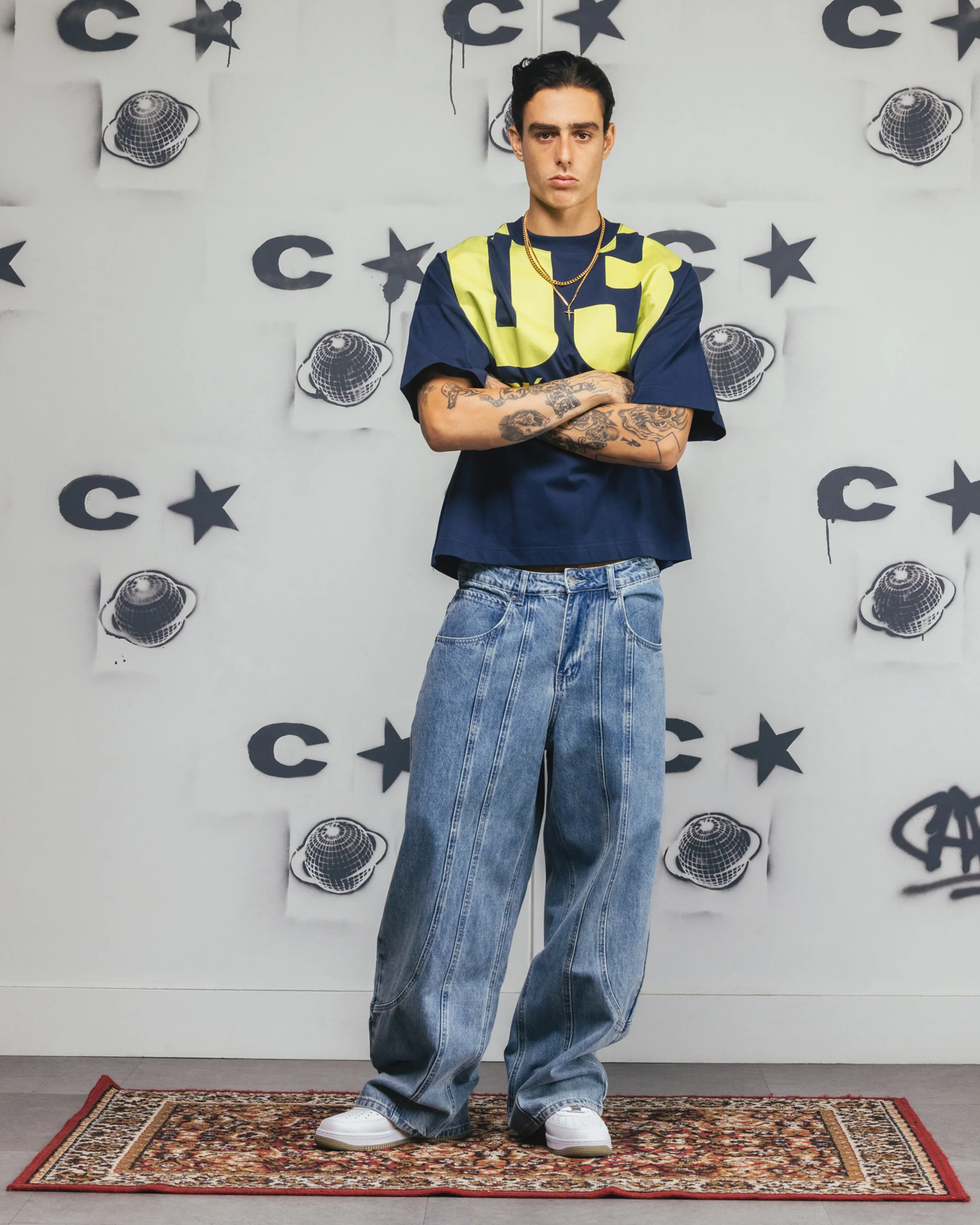 Carre Rally T-Shirt Navy/Yellow - Image 3
