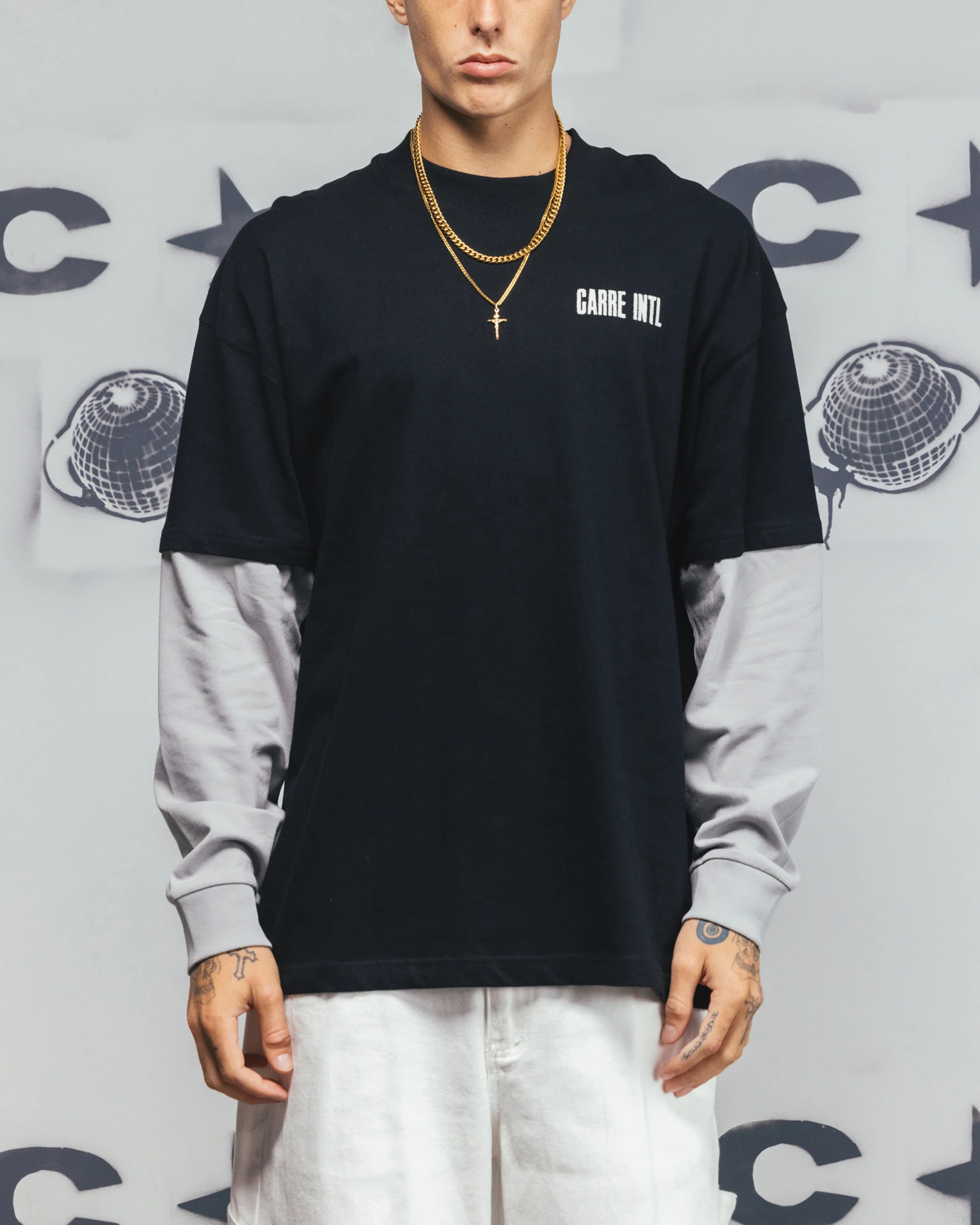 Carre Rear Vision Long Sleeve T-Shirt Black/White - Image 2